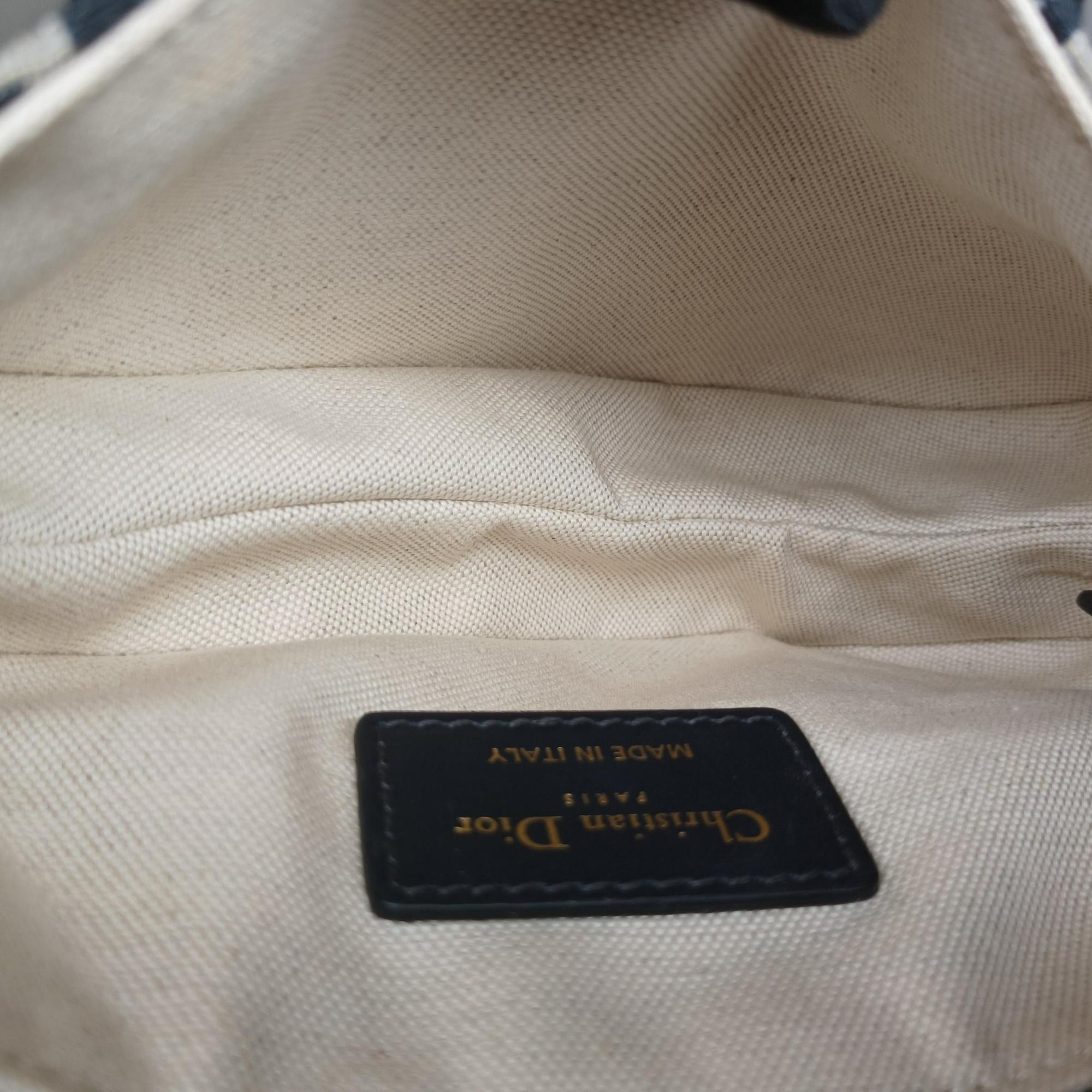 Pre-owned Christian Dior Saddle Navy Jacquard  handbag | stylenewstar