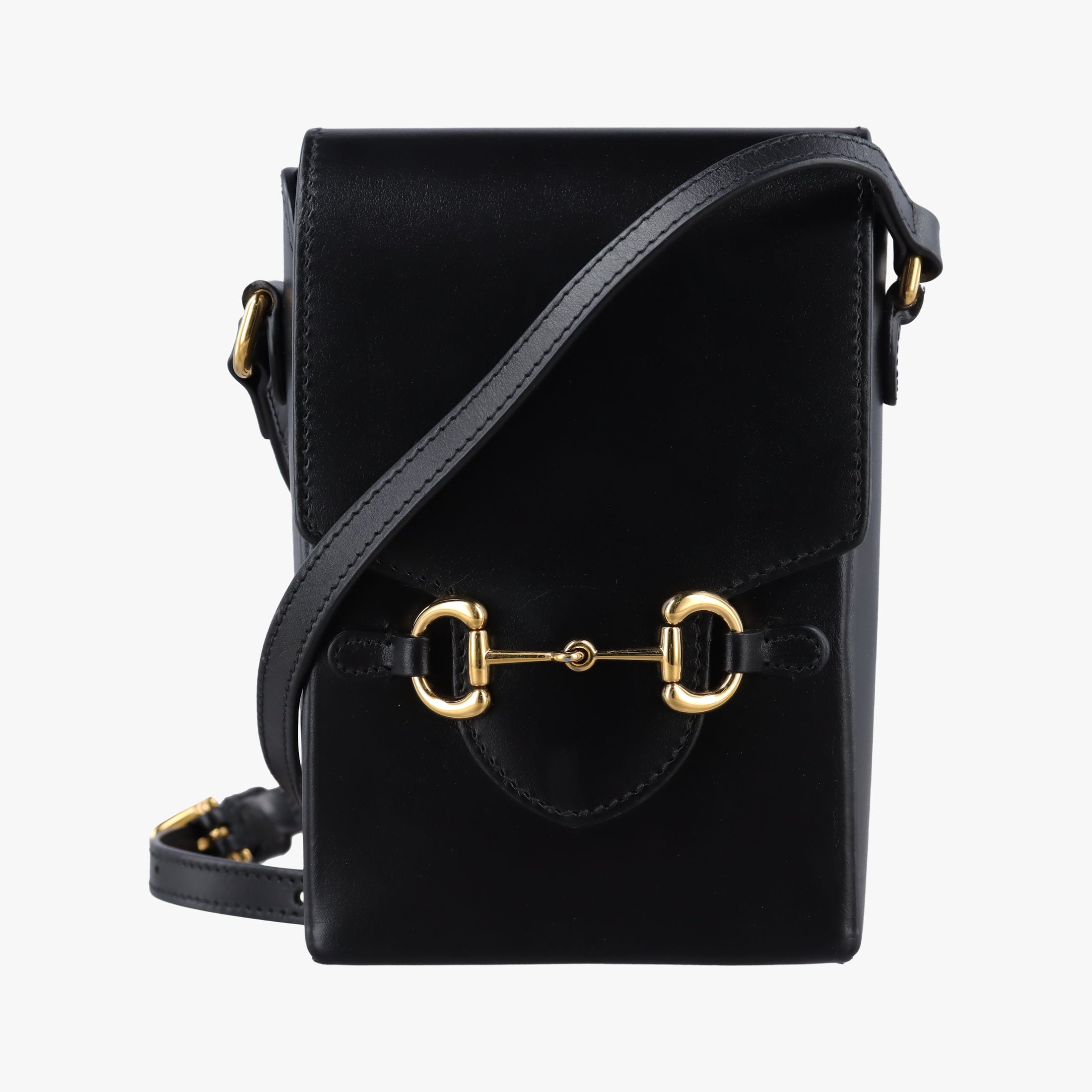 Pre-owned Gucci Horsebit 1955 Black Leather 625615 shoulderbag | stylenewstar