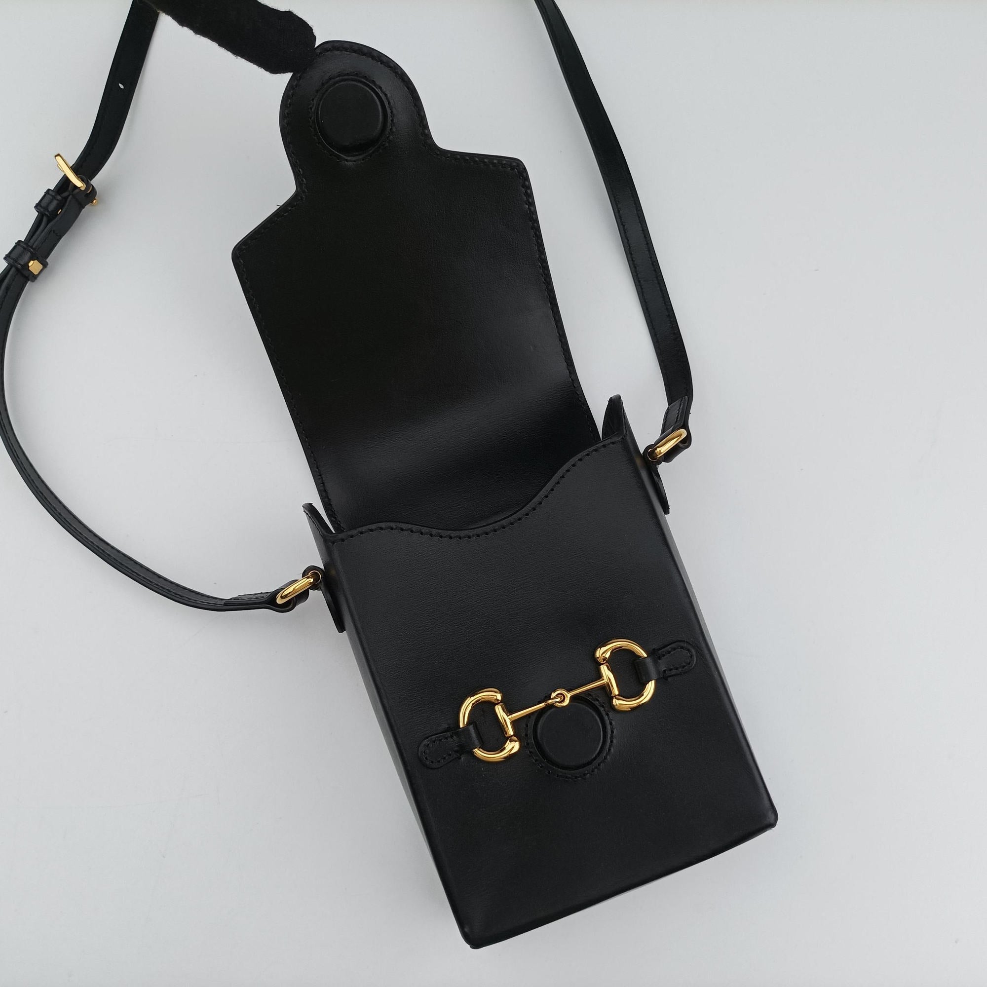 Pre-owned Gucci Horsebit 1955 Black Leather 625615 shoulderbag | stylenewstar