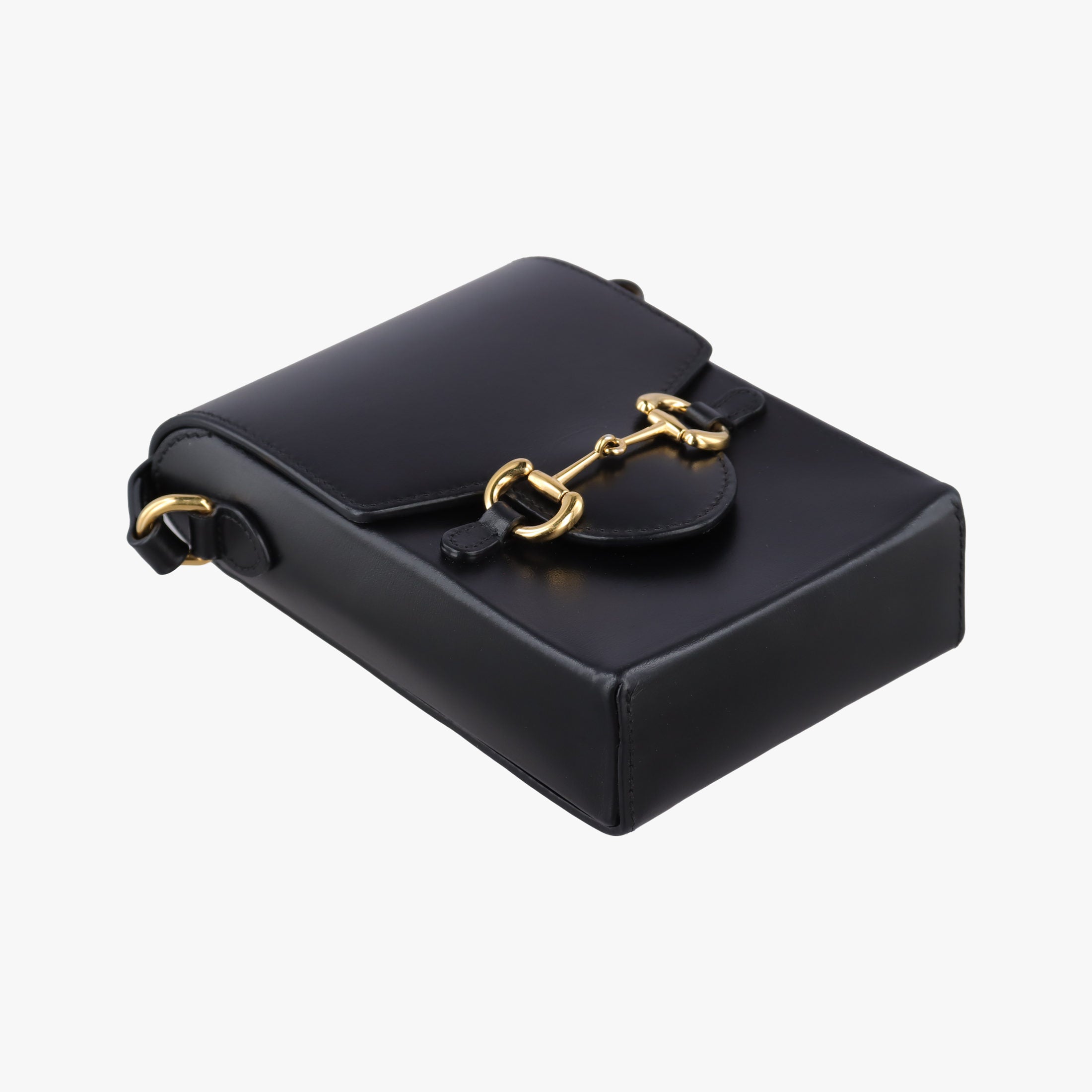 Pre-owned Gucci Horsebit 1955 Black Leather 625615 shoulderbag | stylenewstar