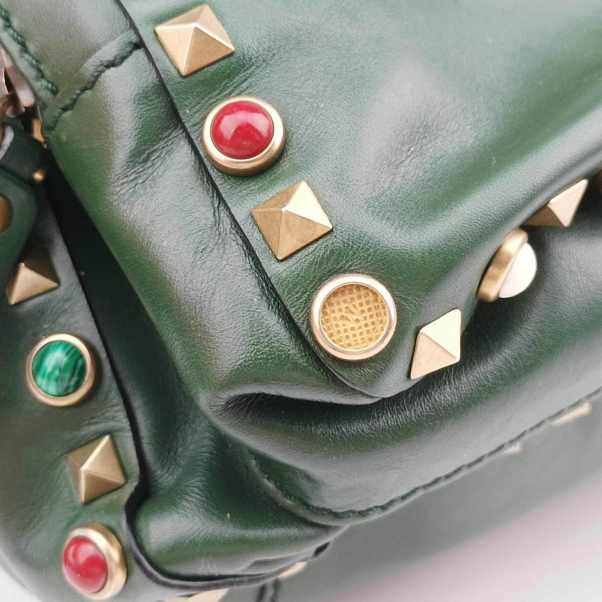 Pre-owned Valentino Rockstud Green Leather  backpack/rucksack | stylenewstar