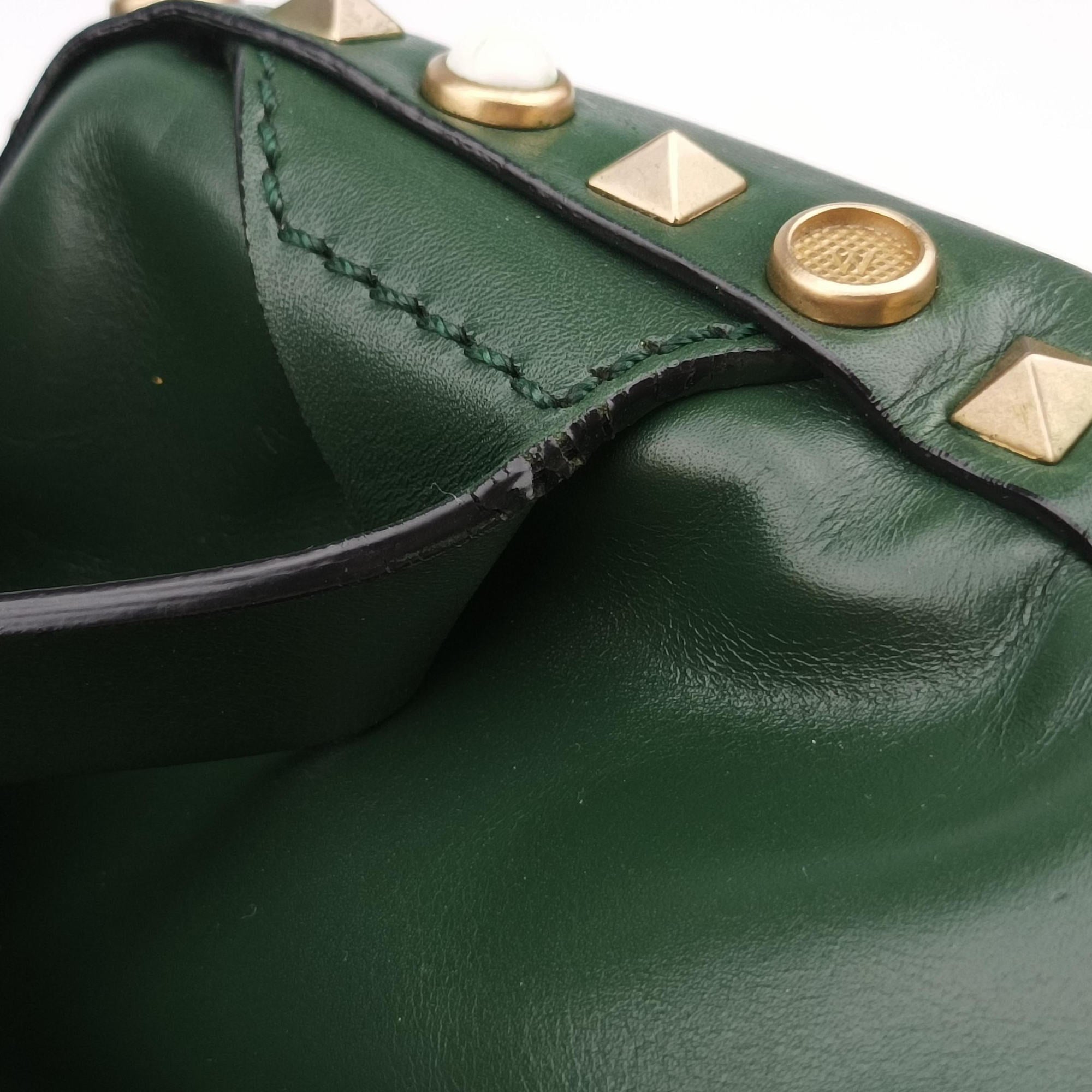Pre-owned Valentino Rockstud Green Leather  backpack/rucksack | stylenewstar