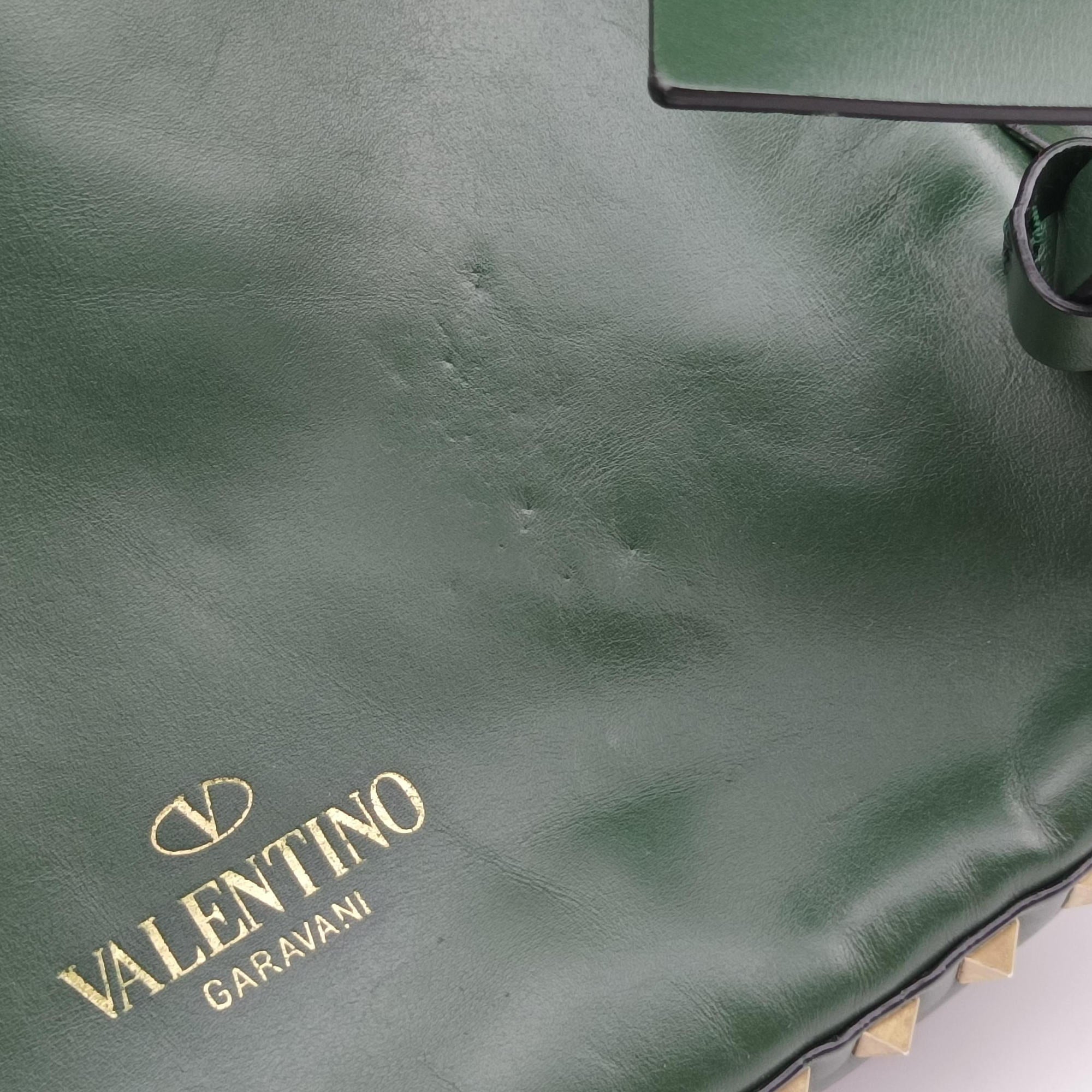 Pre-owned Valentino Rockstud Green Leather  backpack/rucksack | stylenewstar