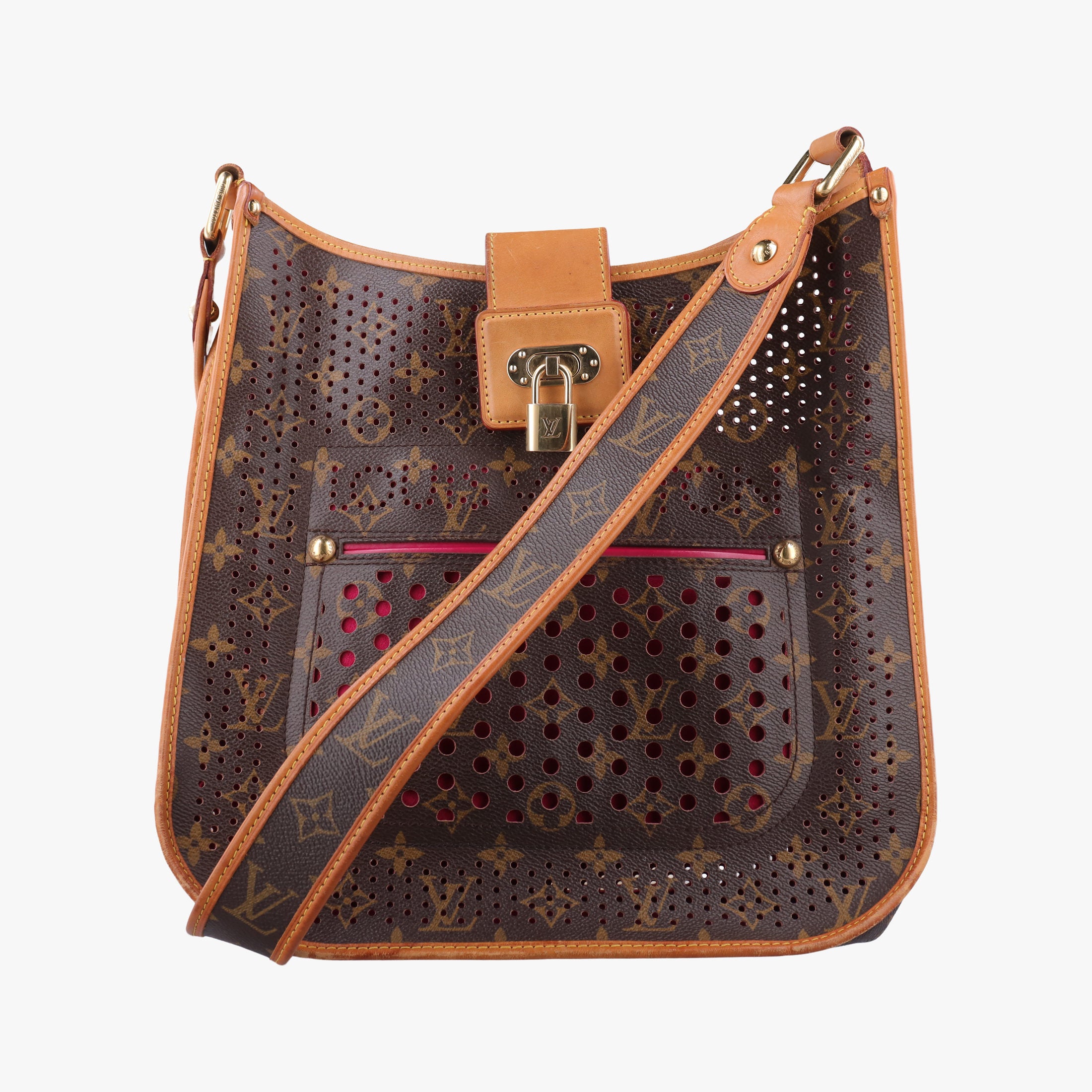 Secondhand Louis Vuitton Musette brown×FUCHSIA Monogram Perforated M95172 shoulderbag | stylenewstar