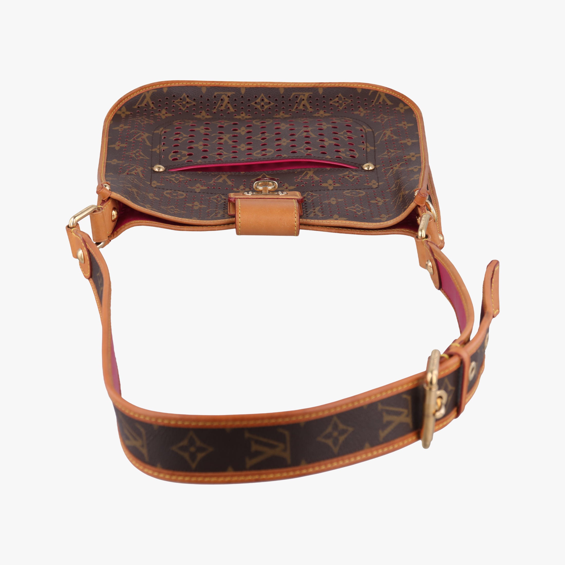 Secondhand Louis Vuitton Musette brown×FUCHSIA Monogram Perforated M95172 shoulderbag | stylenewstar
