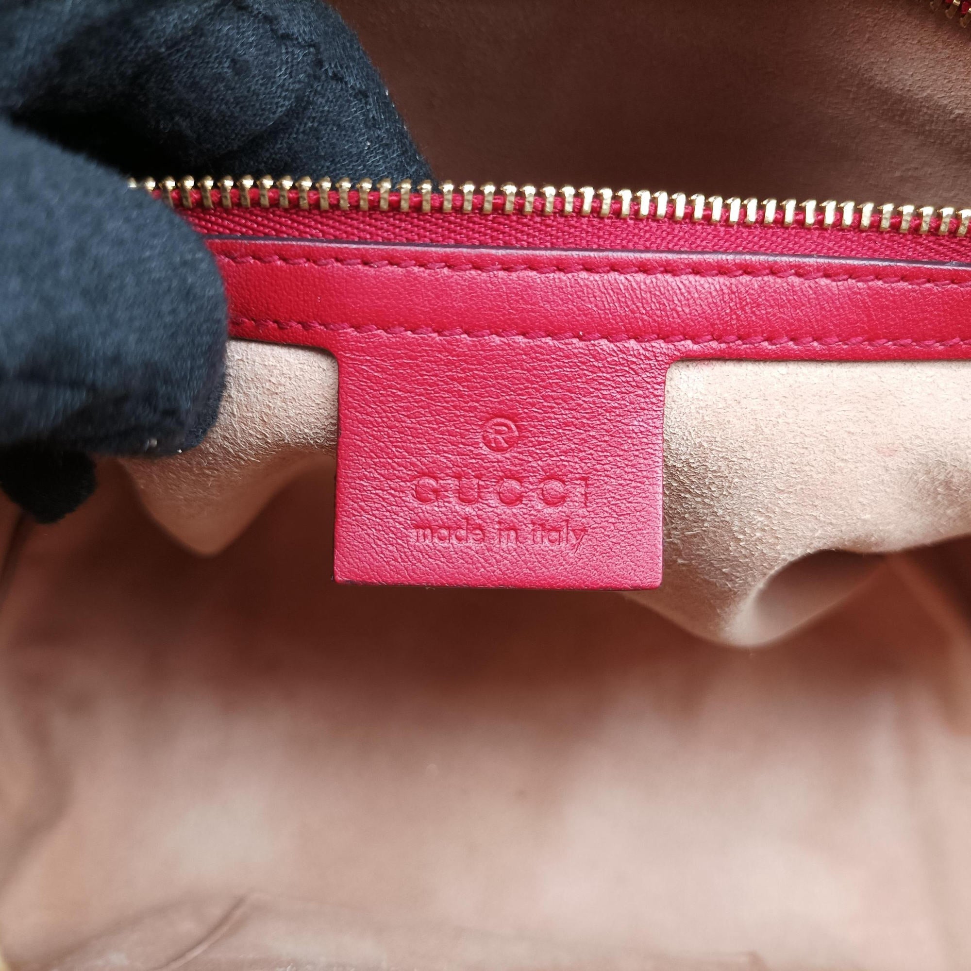 Pre-owned Gucci GG SUPREME Beige x Red x Navy PVC coated canvas×Leather 409529 shoulderbag | stylenewstar