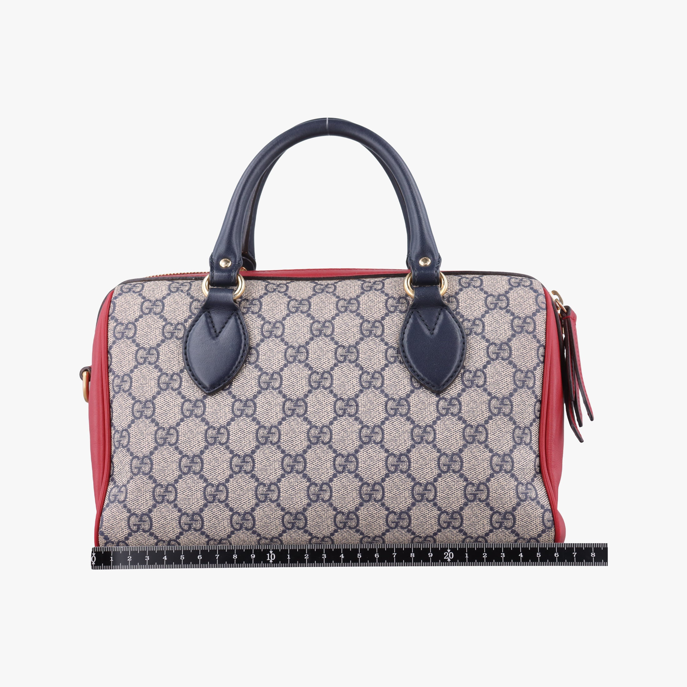 Pre-owned Gucci GG SUPREME Beige x Red x Navy PVC coated canvas×Leather 409529 shoulderbag | stylenewstar