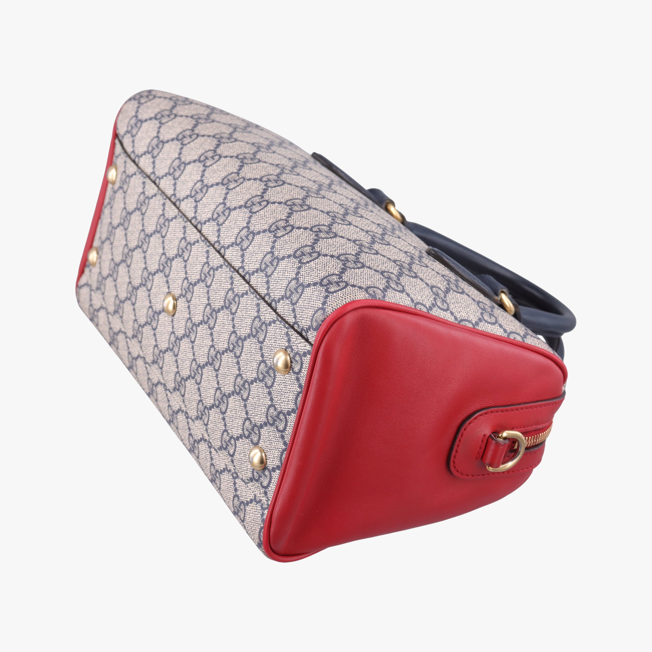 Pre-owned Gucci GG SUPREME Beige x Red x Navy PVC coated canvas×Leather 409529 shoulderbag | stylenewstar