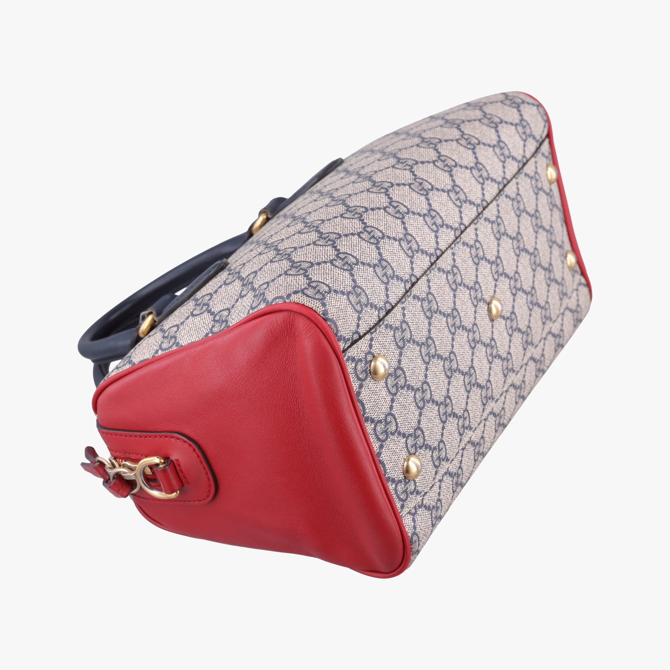 Pre-owned Gucci GG SUPREME Beige x Red x Navy PVC coated canvas×Leather 409529 shoulderbag | stylenewstar