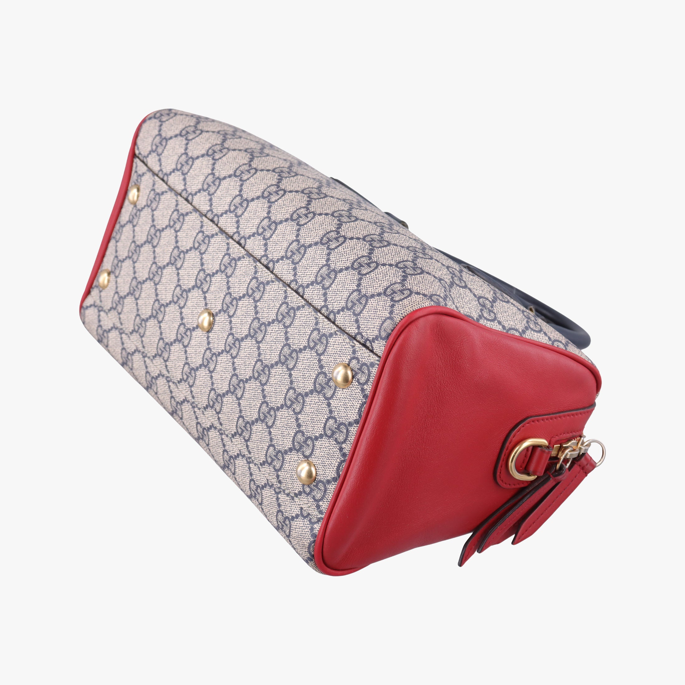 Pre-owned Gucci GG SUPREME Beige x Red x Navy PVC coated canvas×Leather 409529 shoulderbag | stylenewstar