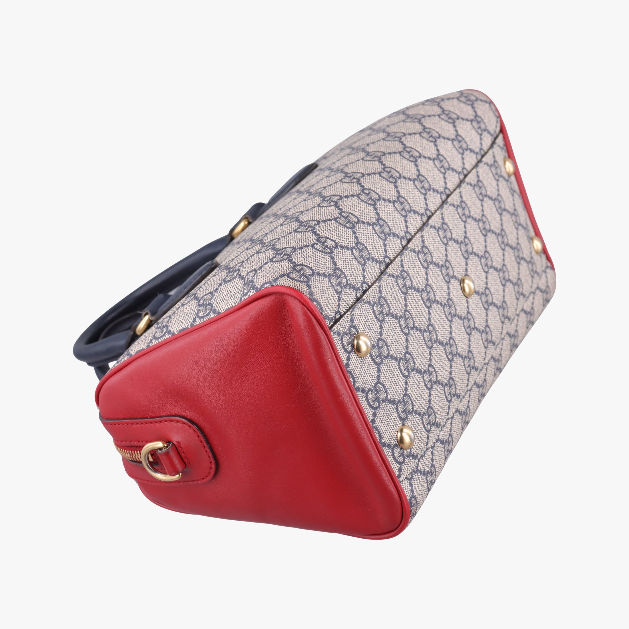 Pre-owned Gucci GG SUPREME Beige x Red x Navy PVC coated canvas×Leather 409529 shoulderbag | stylenewstar