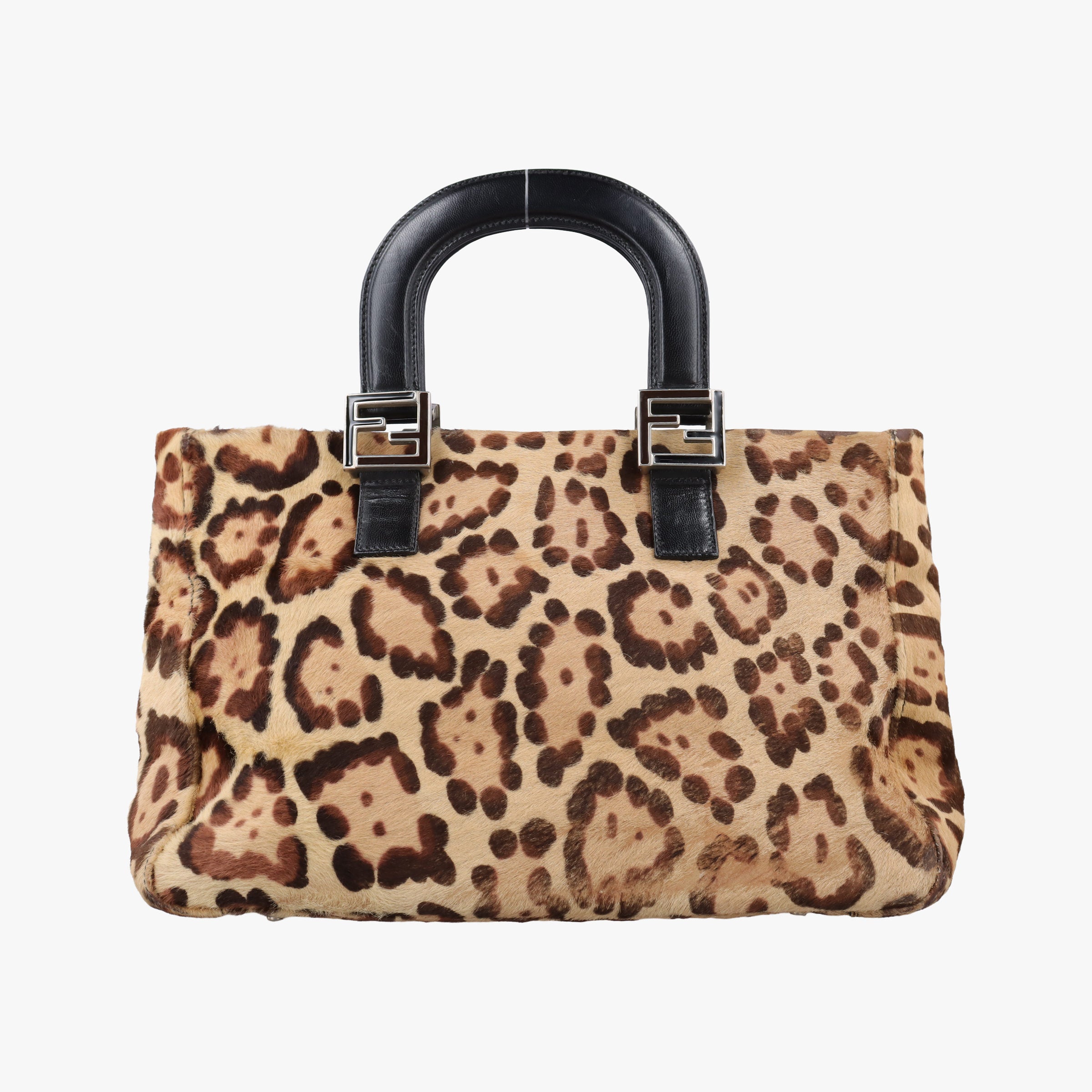 Pre-owned Fendi Leopard Print beige×Multicolour ponyhair×leather  handbag | stylenewstar