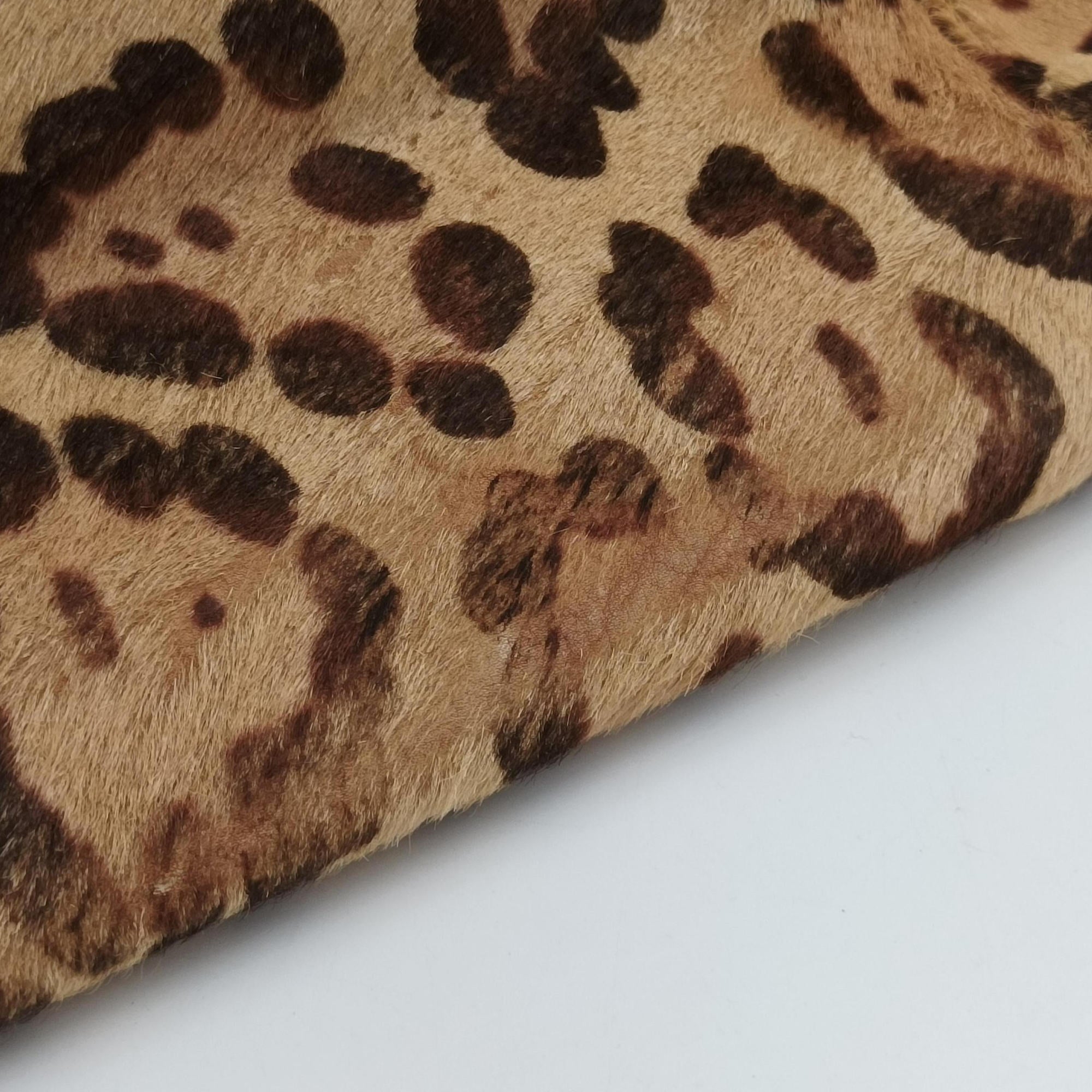 Pre-owned Fendi Leopard Print beige×Multicolour ponyhair×leather  handbag | stylenewstar