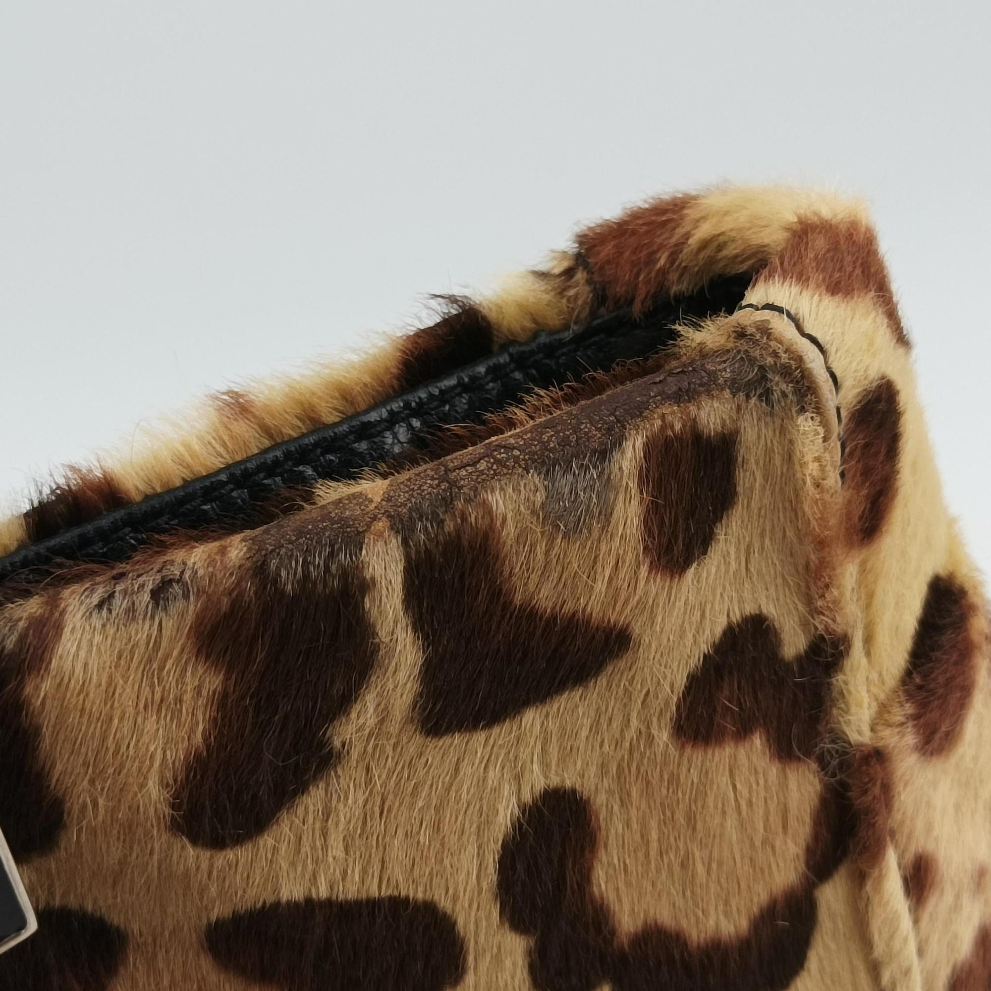 Pre-owned Fendi Leopard Print beige×Multicolour ponyhair×leather  handbag | stylenewstar