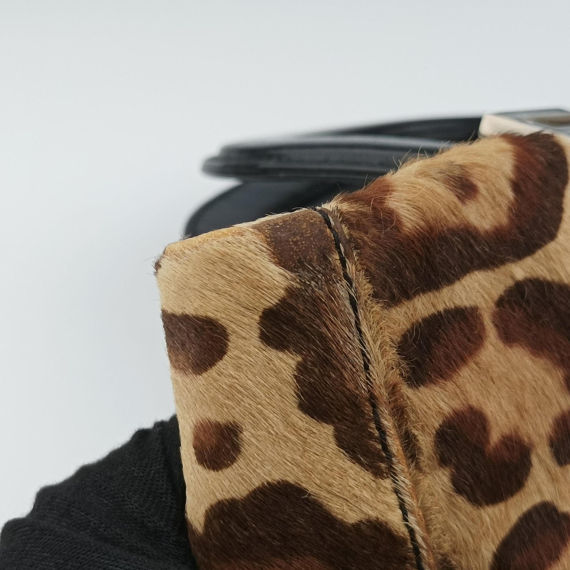 Pre-owned Fendi Leopard Print beige×Multicolour ponyhair×leather  handbag | stylenewstar