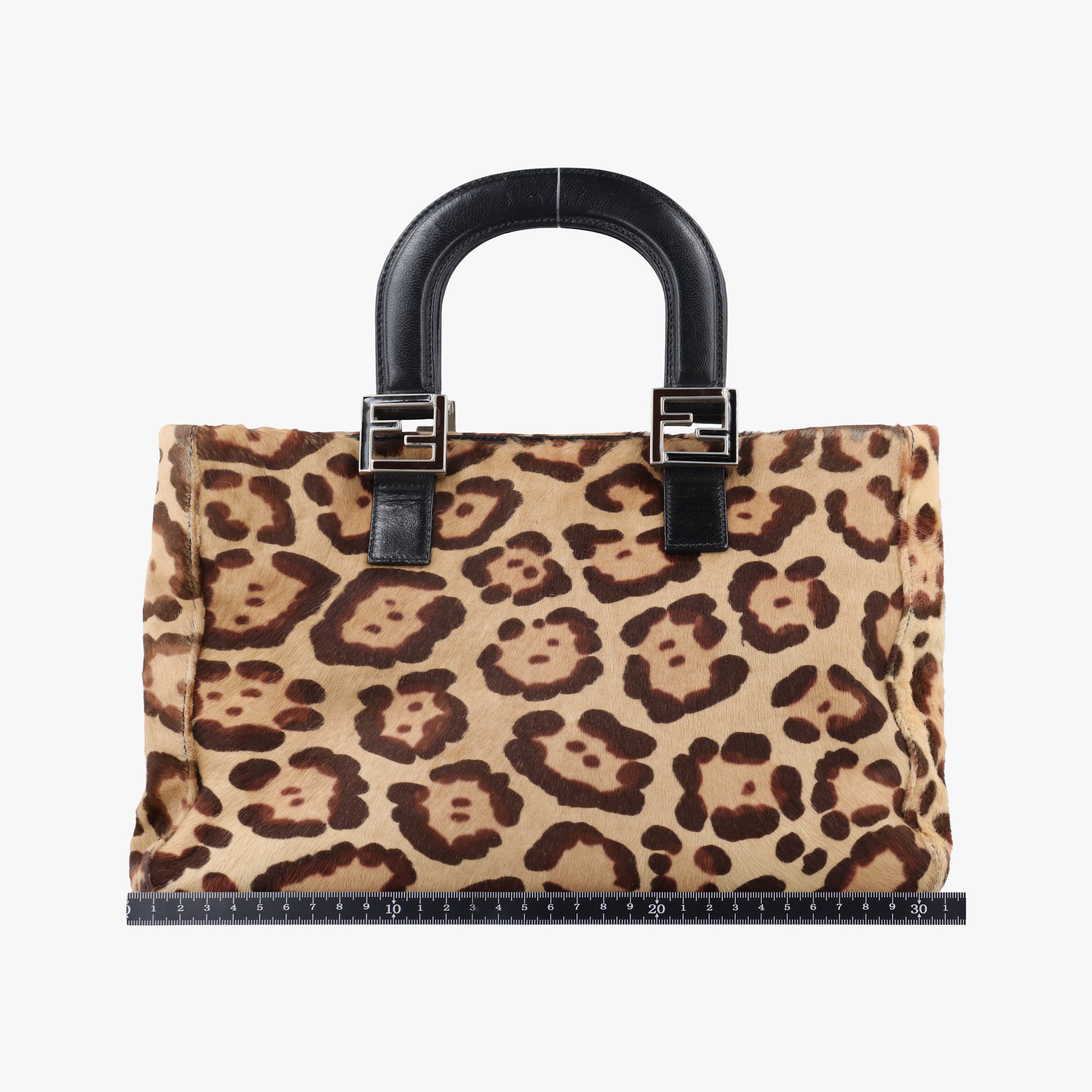 Pre-owned Fendi Leopard Print beige×Multicolour ponyhair×leather  handbag | stylenewstar