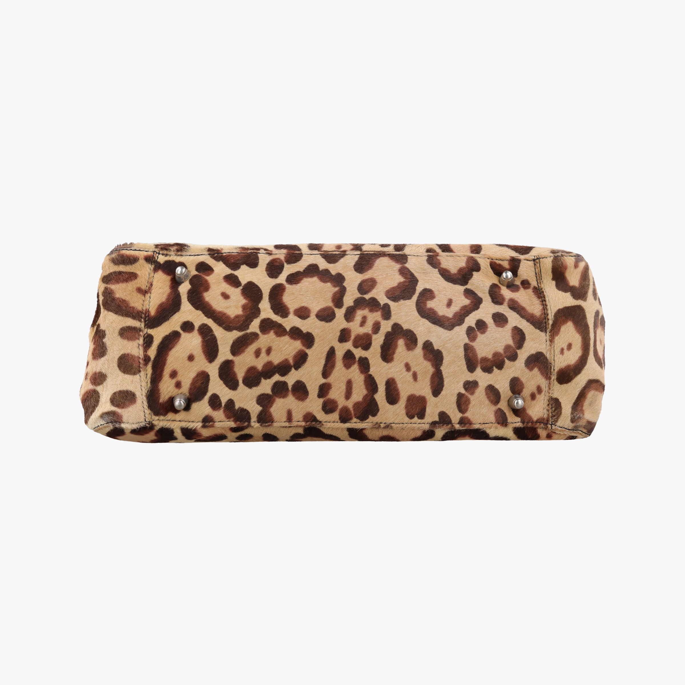 Pre-owned Fendi Leopard Print beige×Multicolour ponyhair×leather  handbag | stylenewstar