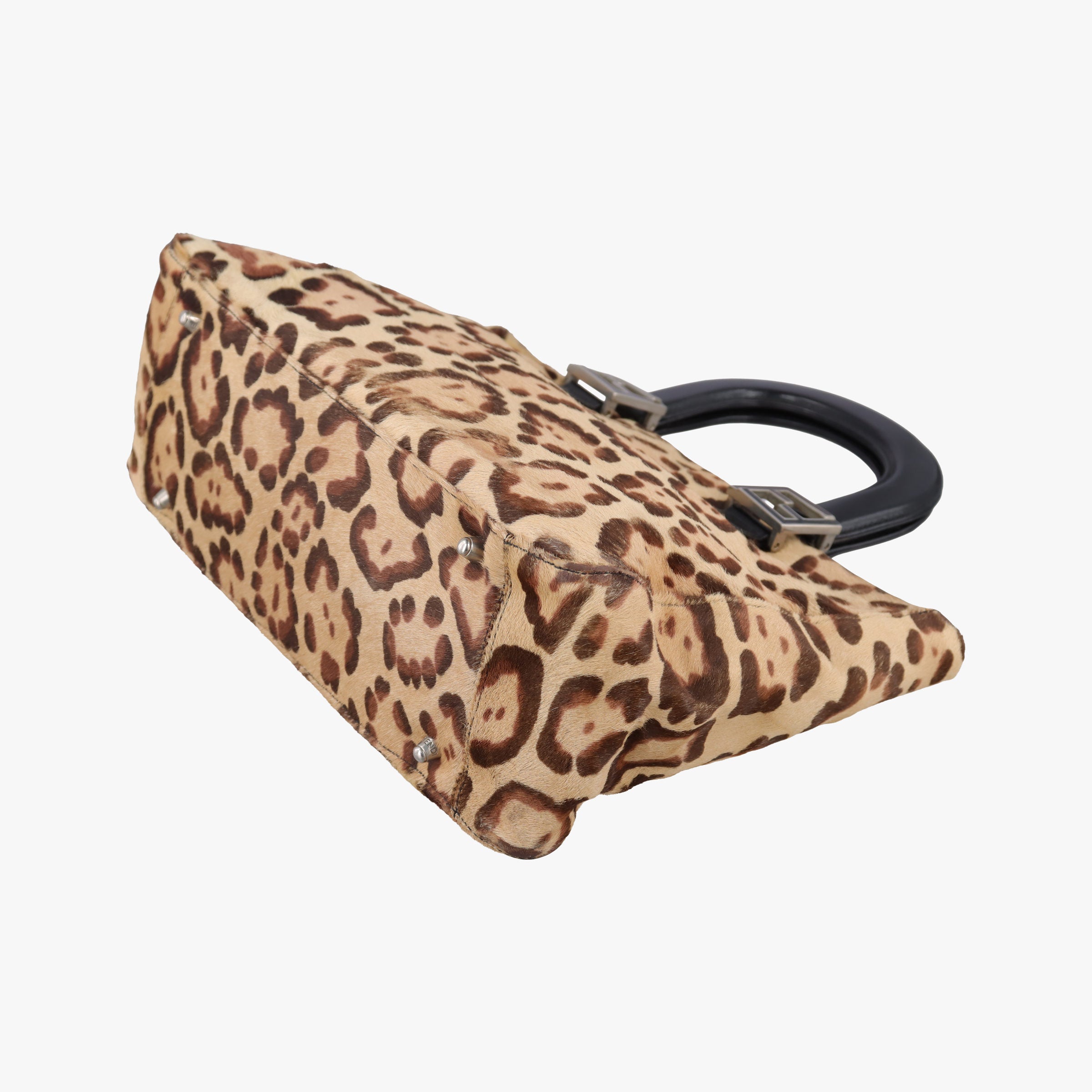 Pre-owned Fendi Leopard Print beige×Multicolour ponyhair×leather  handbag | stylenewstar