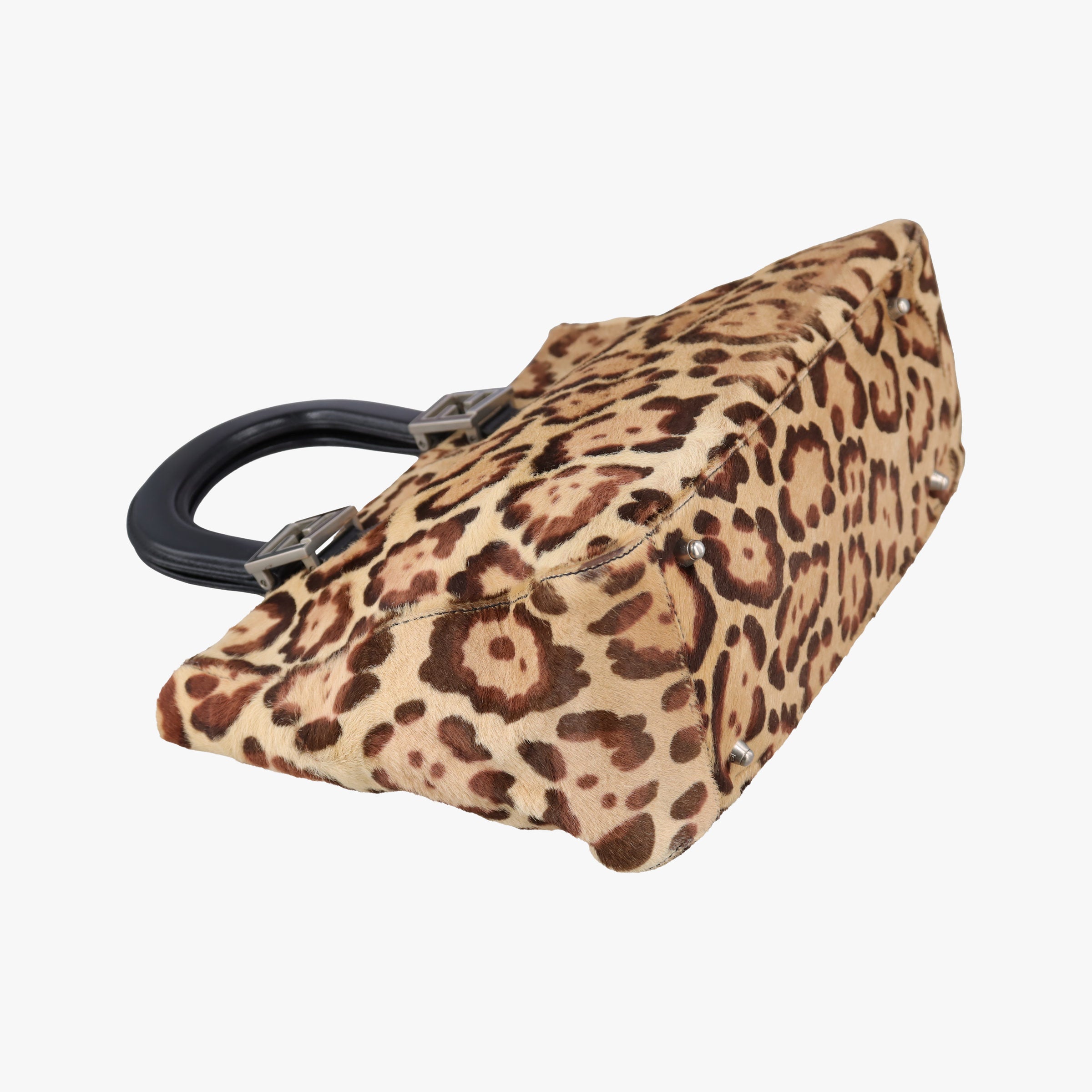 Pre-owned Fendi Leopard Print beige×Multicolour ponyhair×leather  handbag | stylenewstar