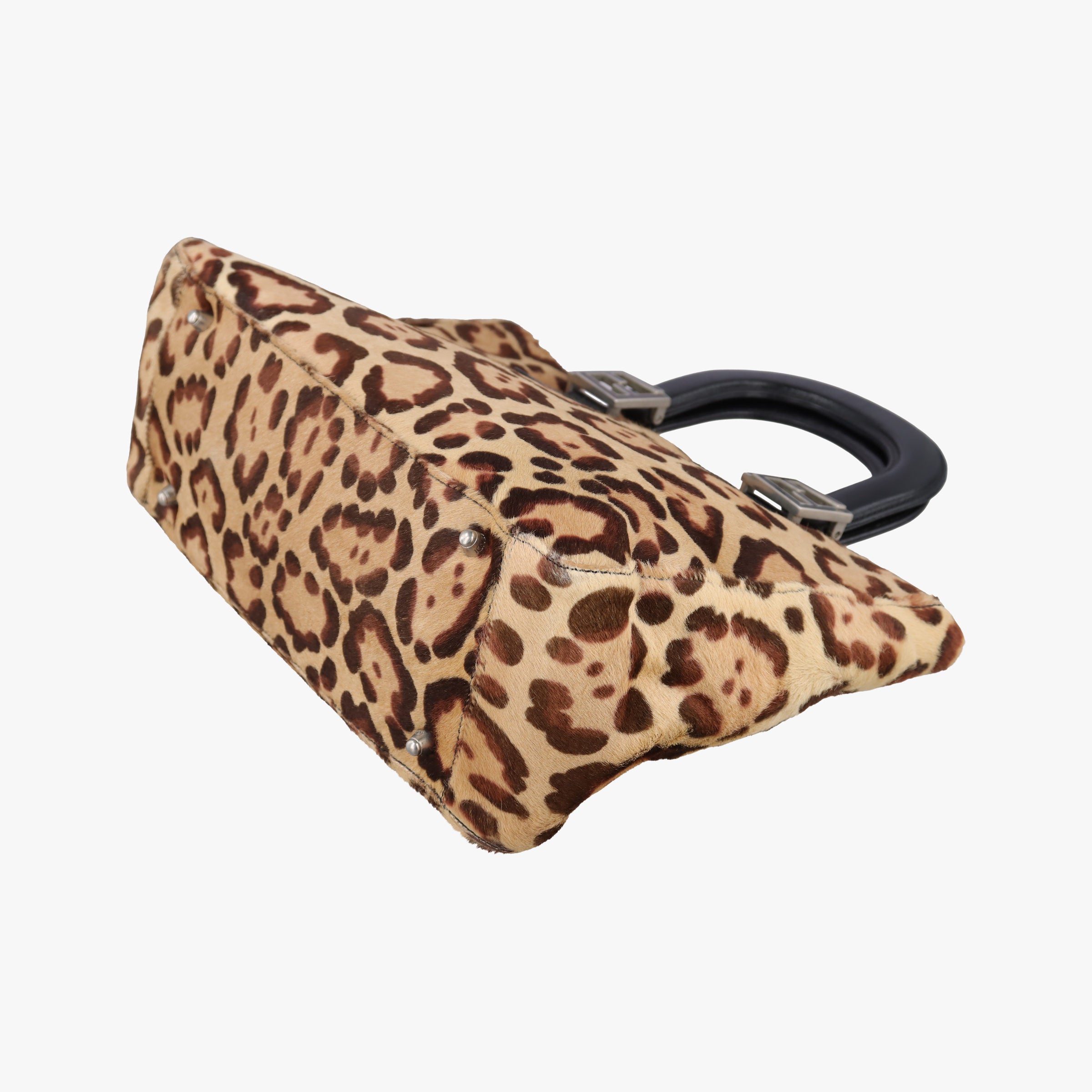 Pre-owned Fendi Leopard Print beige×Multicolour ponyhair×leather  handbag | stylenewstar