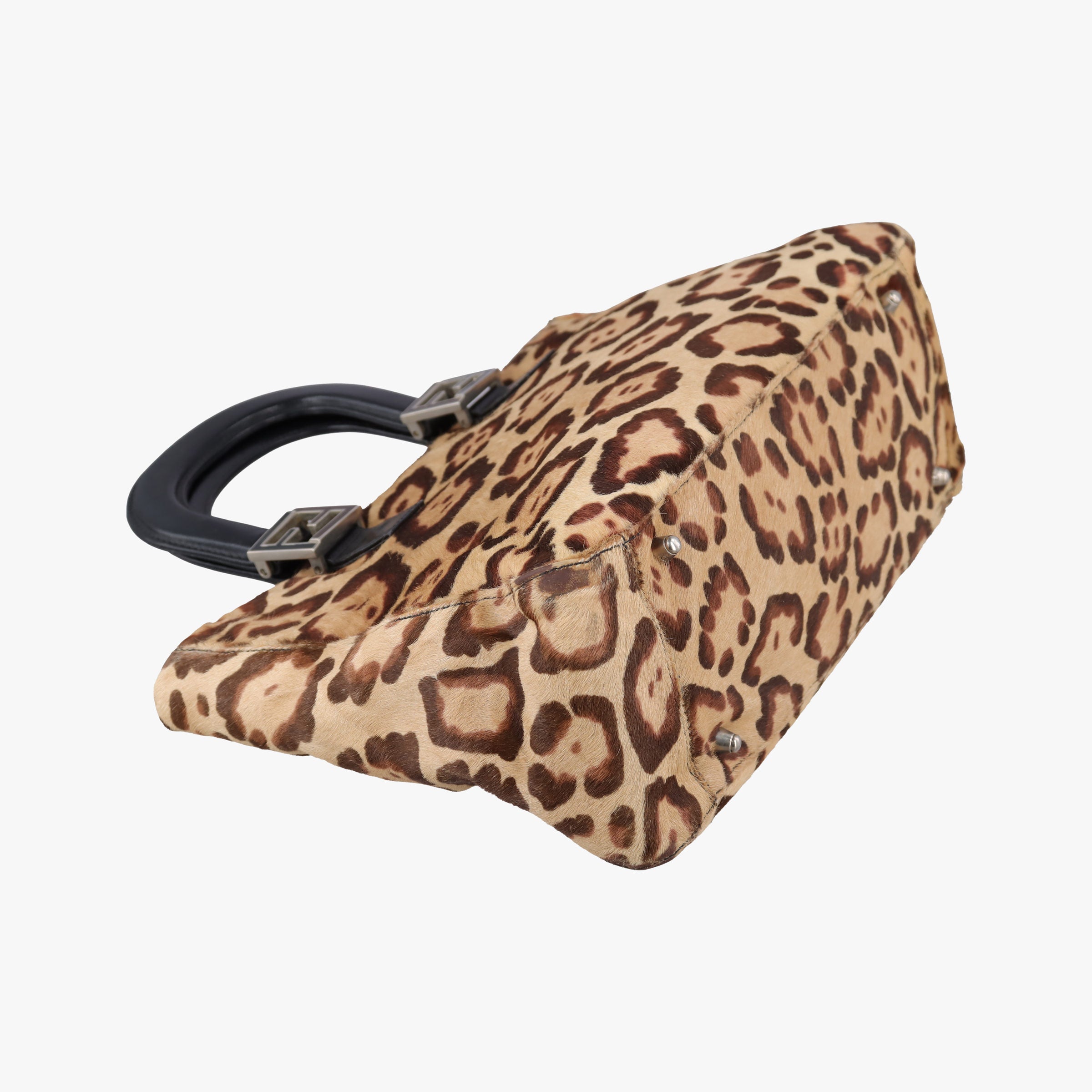Pre-owned Fendi Leopard Print beige×Multicolour ponyhair×leather  handbag | stylenewstar