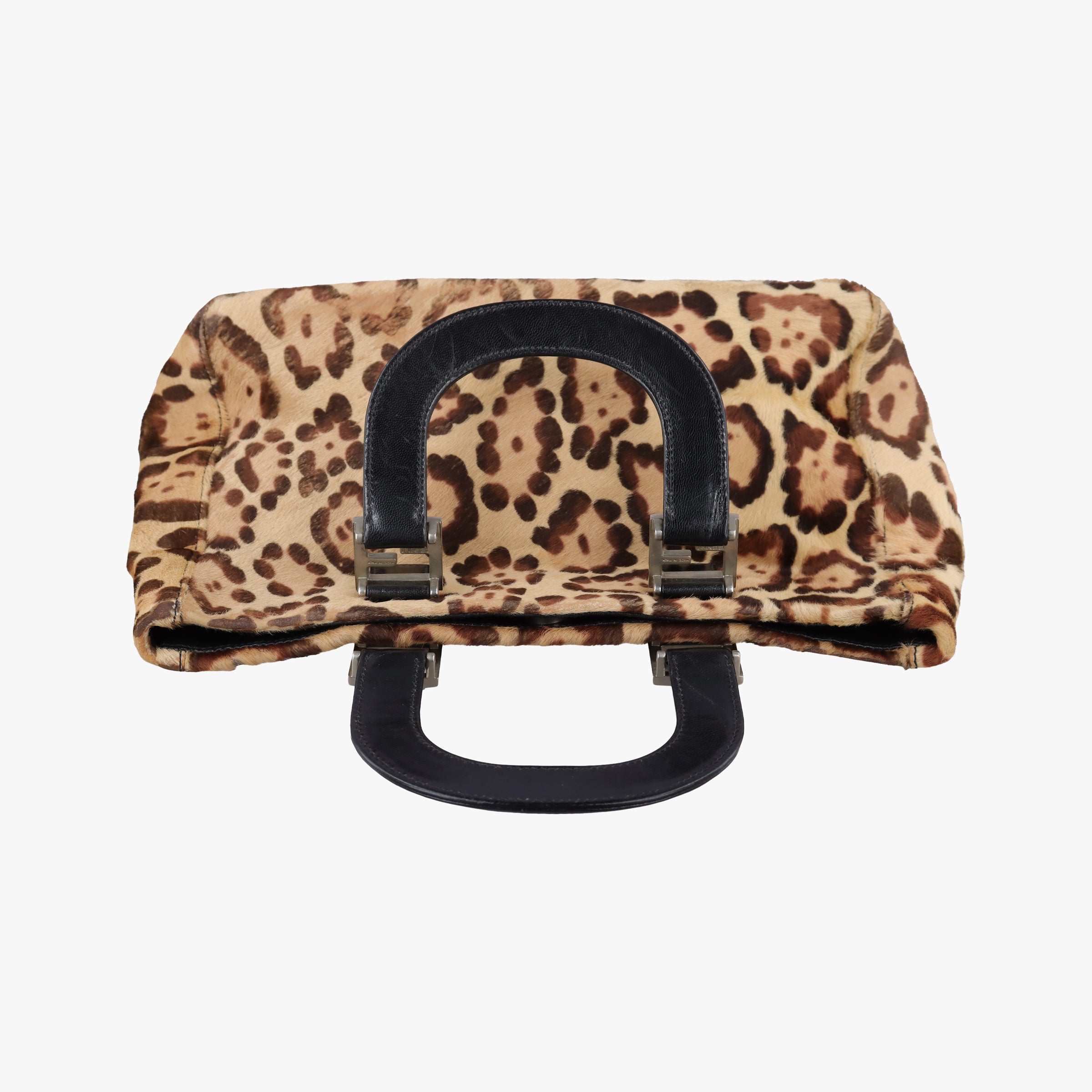 Pre-owned Fendi Leopard Print beige×Multicolour ponyhair×leather  handbag | stylenewstar
