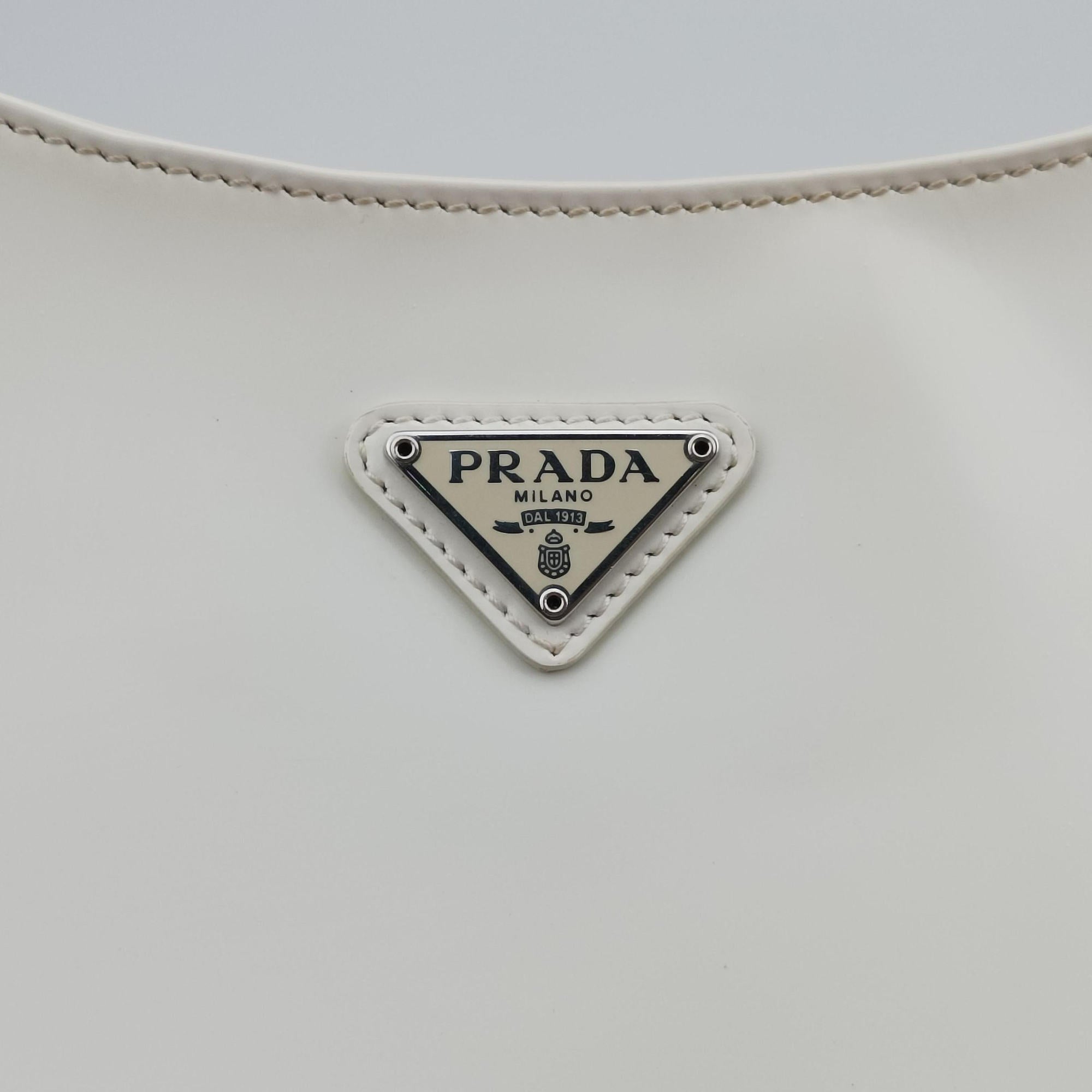 Secondhand Prada Cleo White Brushed leather 1BC499 shoulderbag | stylenewstar