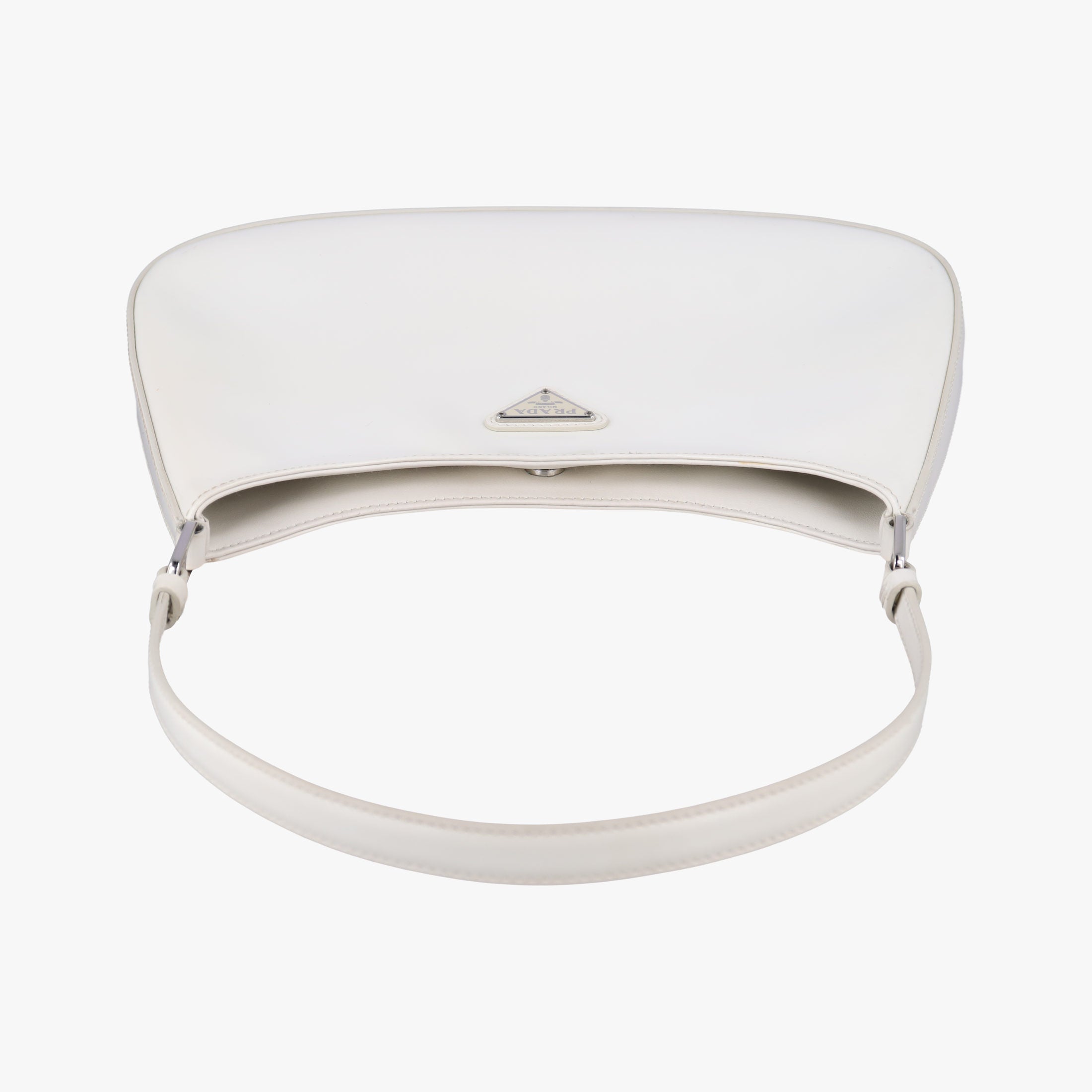 Secondhand Prada Cleo White Brushed leather 1BC499 shoulderbag | stylenewstar