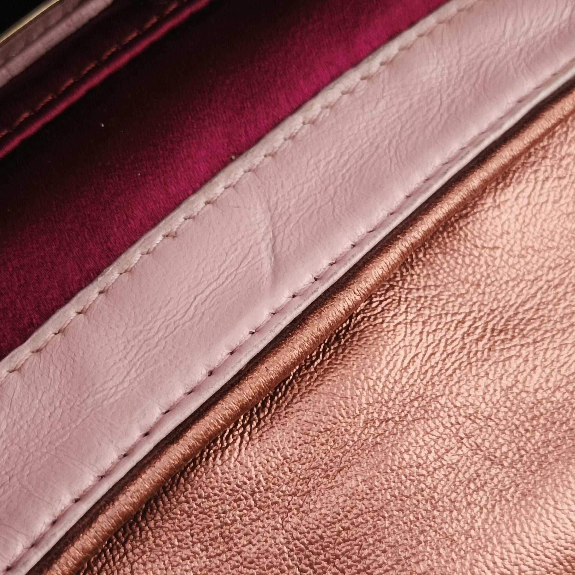 Pre-owned Fendi Vanity Mirror Bordeaux × Pink Python Leather × Calfskin Leather  shoulderbag | stylenewstar
