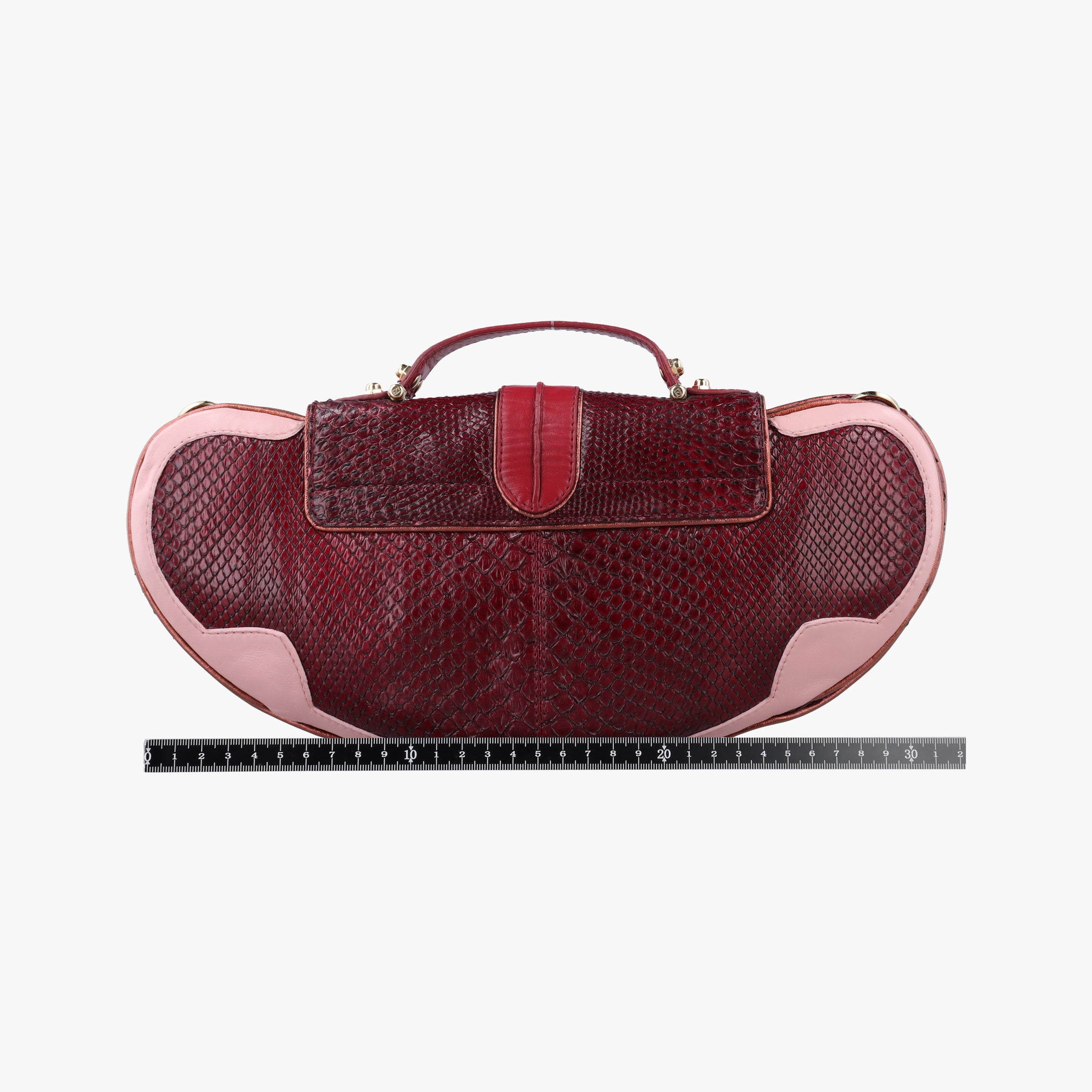 Pre-owned Fendi Vanity Mirror Bordeaux × Pink Python Leather × Calfskin Leather  shoulderbag | stylenewstar