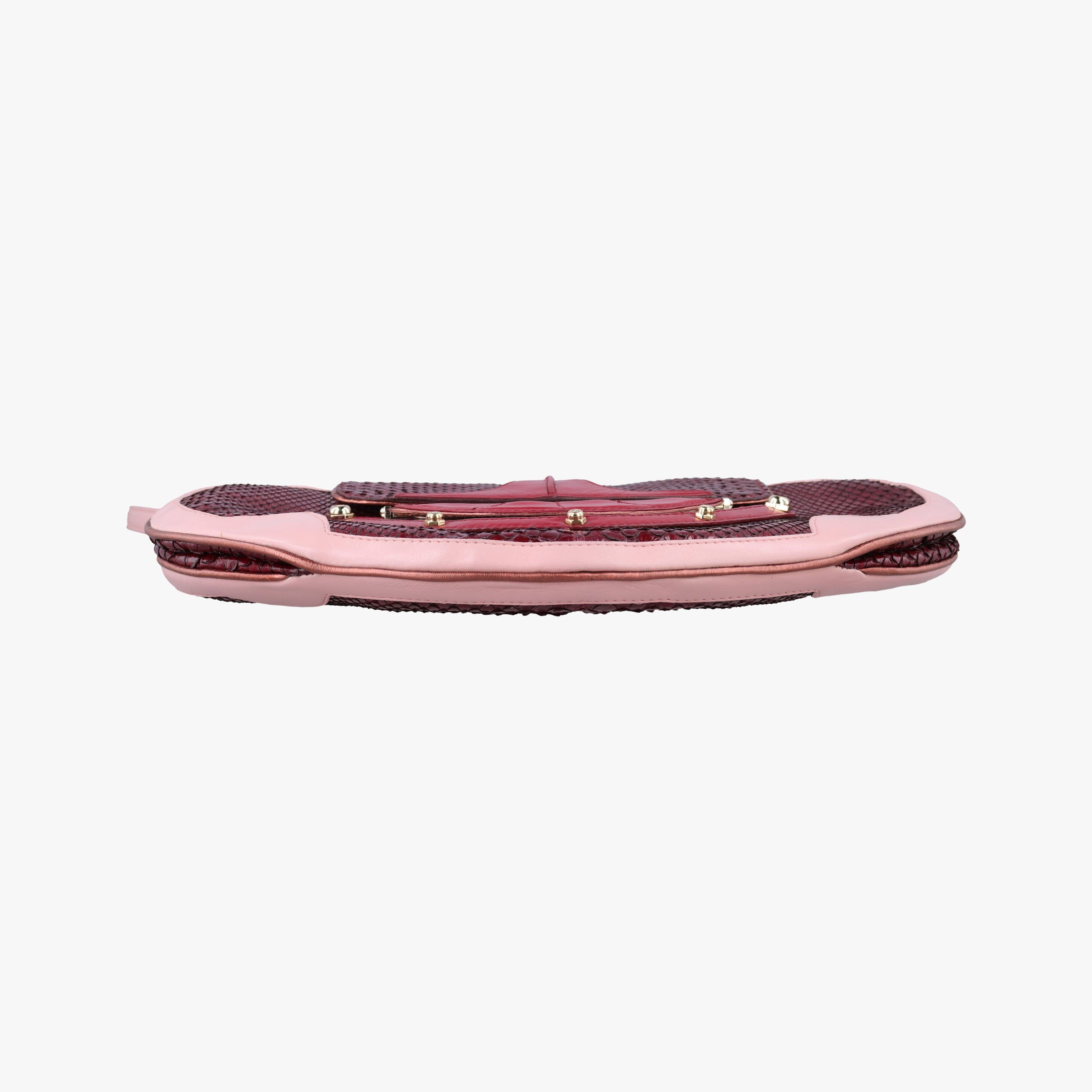 Pre-owned Fendi Vanity Mirror Bordeaux × Pink Python Leather × Calfskin Leather  shoulderbag | stylenewstar