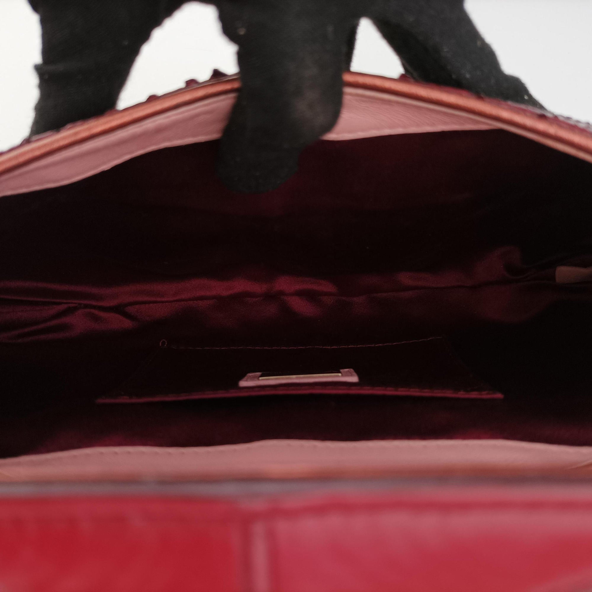 Pre-owned Fendi Vanity Mirror Bordeaux × Pink Python Leather × Calfskin Leather  shoulderbag | stylenewstar