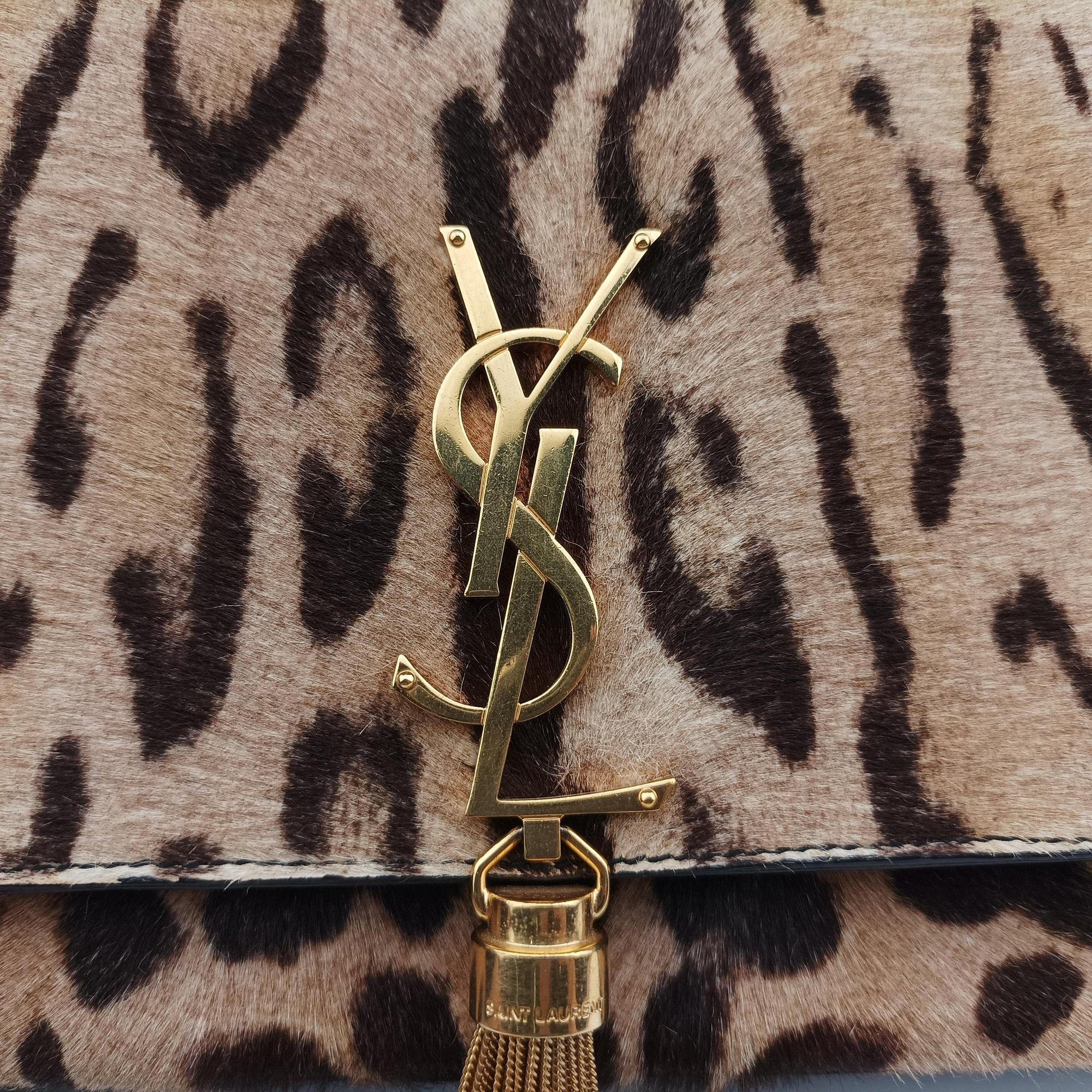Pre-owned Yves Saint Laurent KATE Brown×Multicolour ponyhair 354120 shoulderbag | stylenewstar