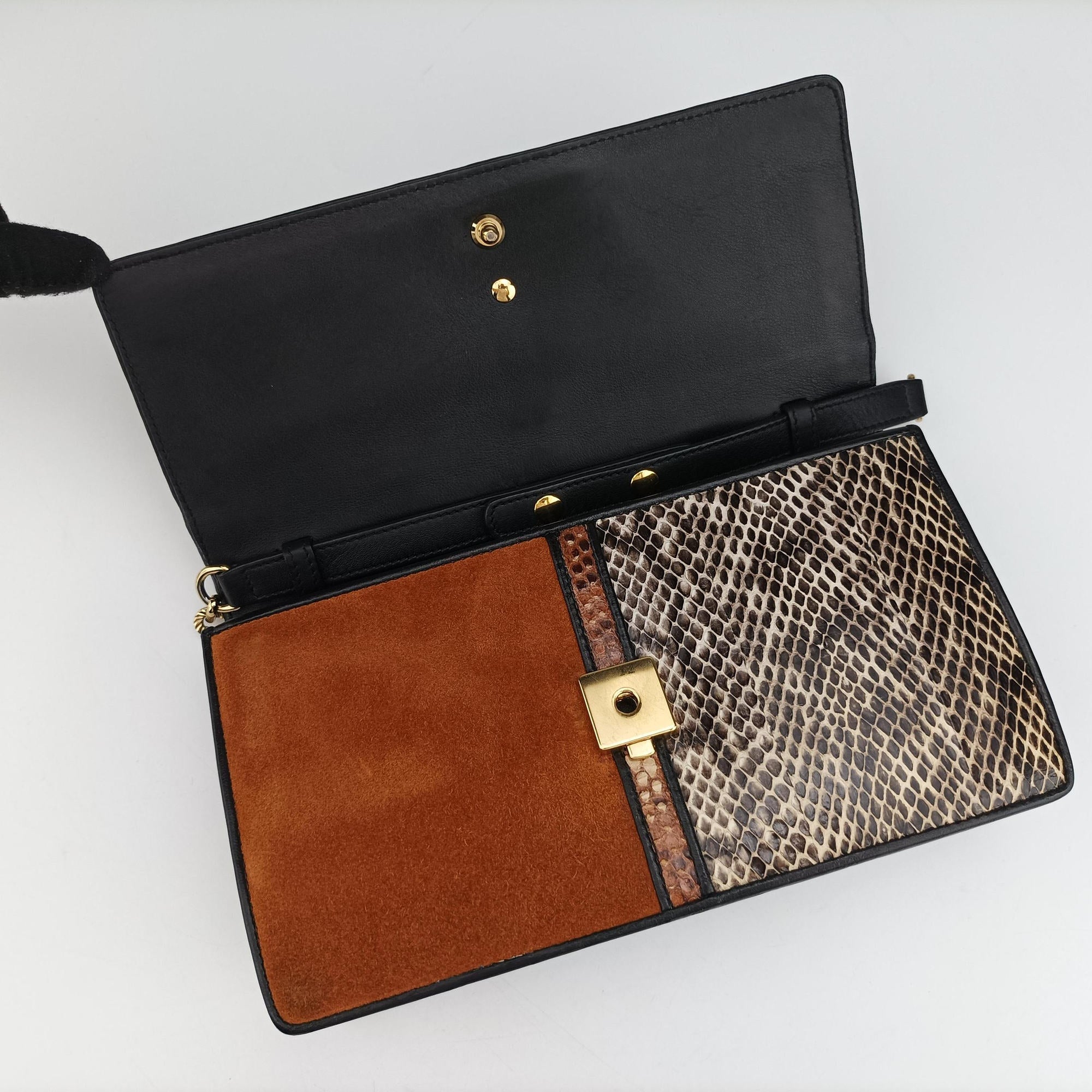 Secondhand Gucci Patchwork Cat Head Multicolor GG Supreme Canvas× Python×Suede 499822 shoulderbag | stylenewstar