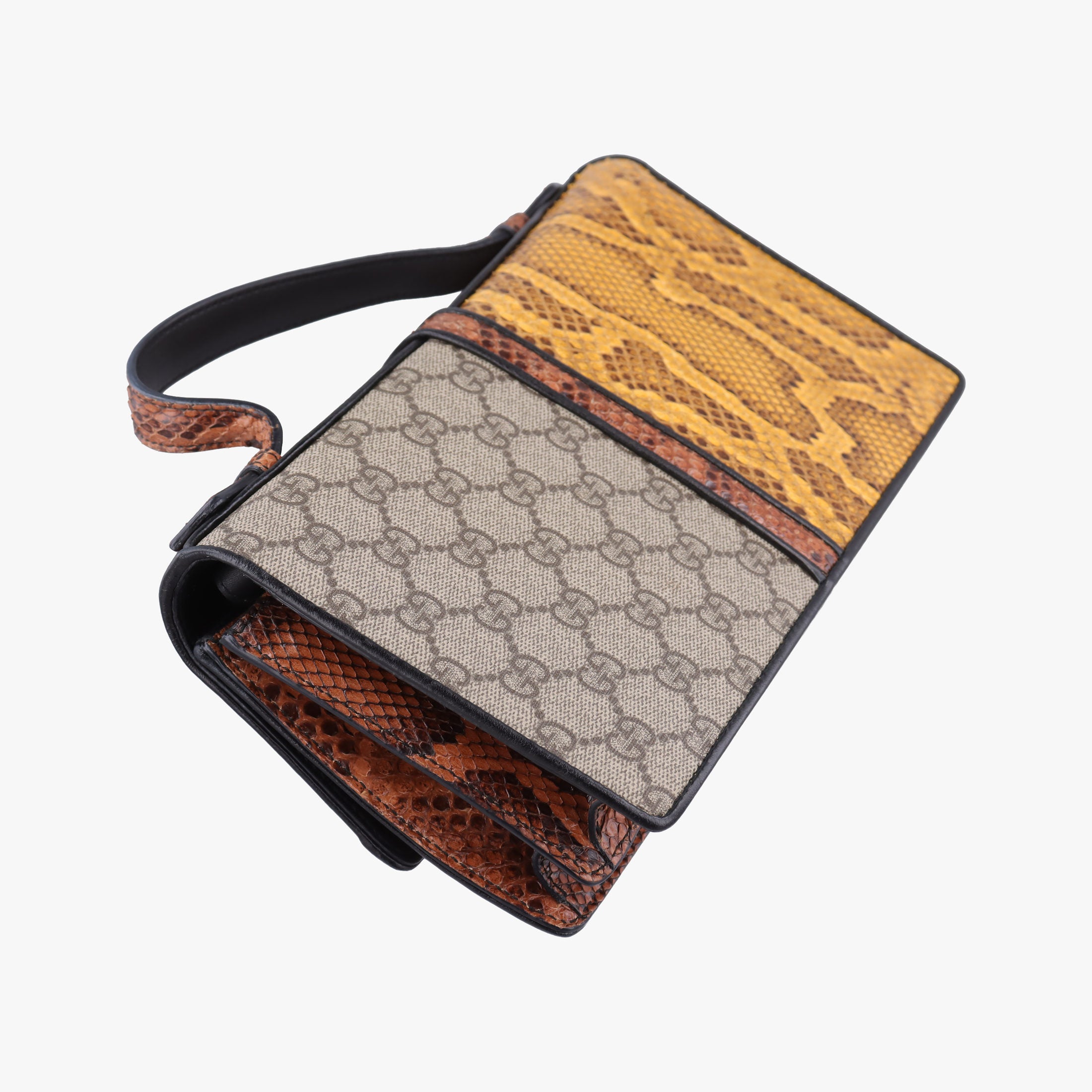 Secondhand Gucci Patchwork Cat Head Multicolor GG Supreme Canvas× Python×Suede 499822 shoulderbag | stylenewstar
