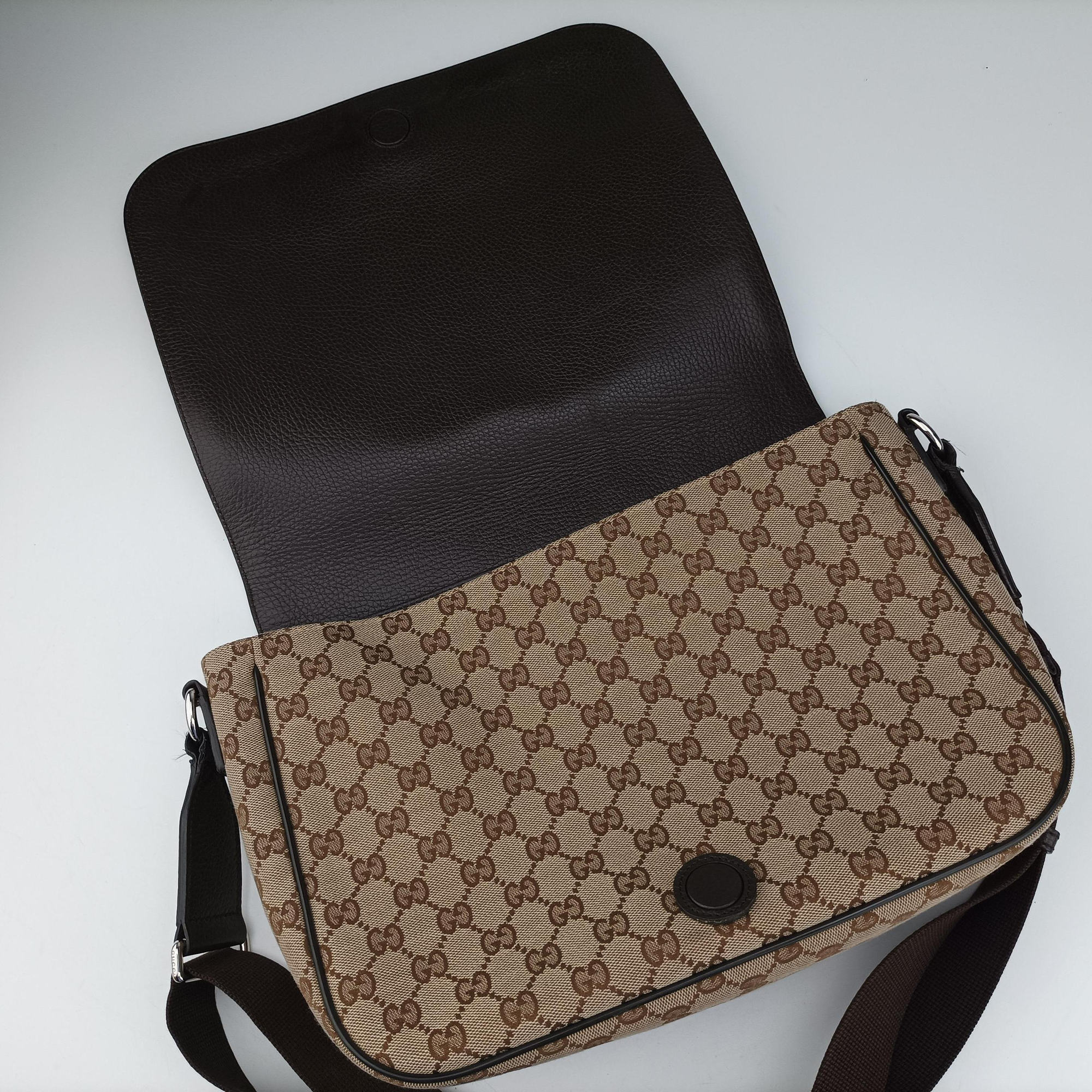 Pre-owned Gucci messenger Beige × brown GG canvas×Leather 449171 shoulderbag | stylenewstar