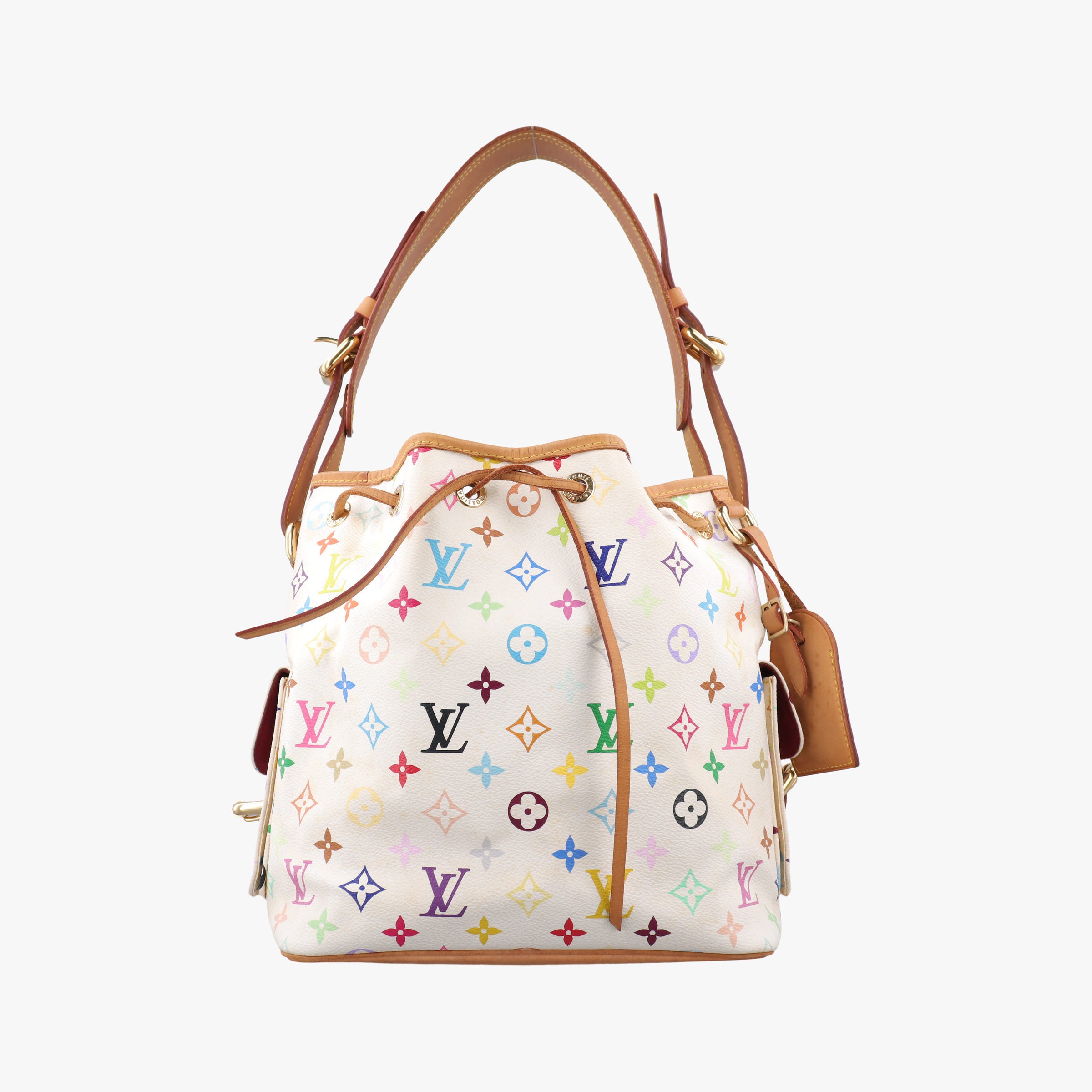 Secondhand Louis Vuitton Petit NOe white Monogram Multicolor M42229 shoulderbag | stylenewstar