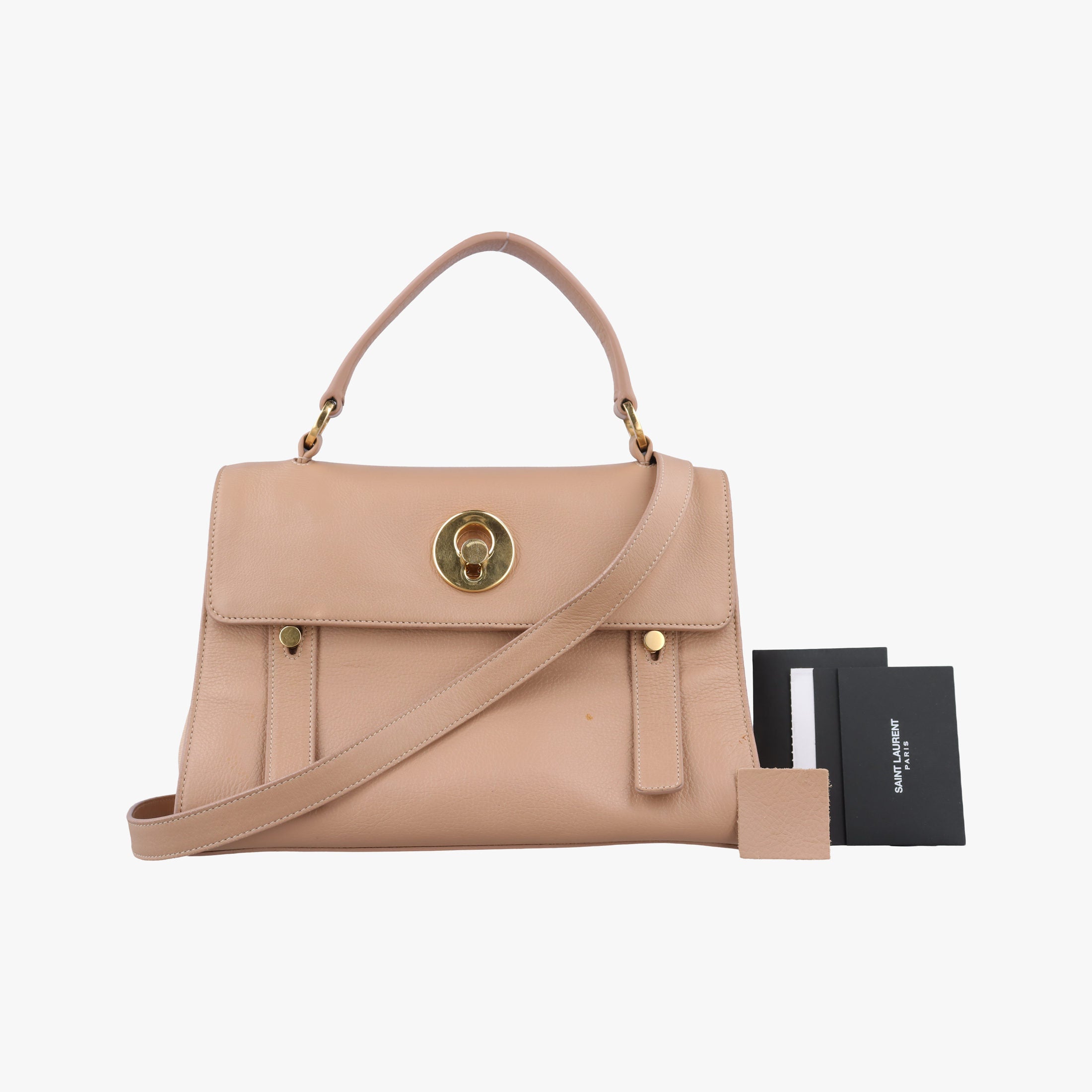 Pre-owned Yves Saint Laurent Muse Two Beige Leather 313499 shoulderbag | stylenewstar
