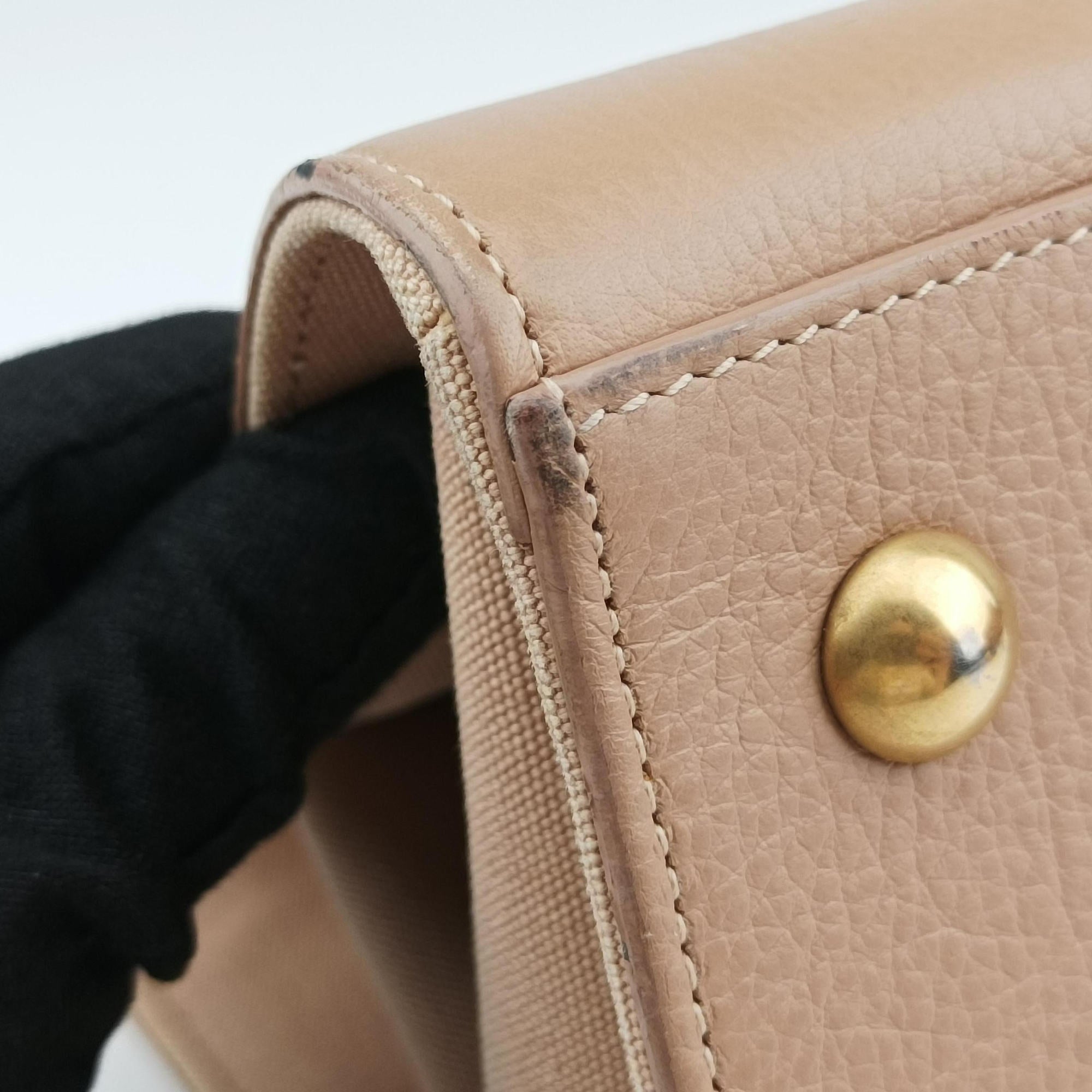 Pre-owned Yves Saint Laurent Muse Two Beige Leather 313499 shoulderbag | stylenewstar