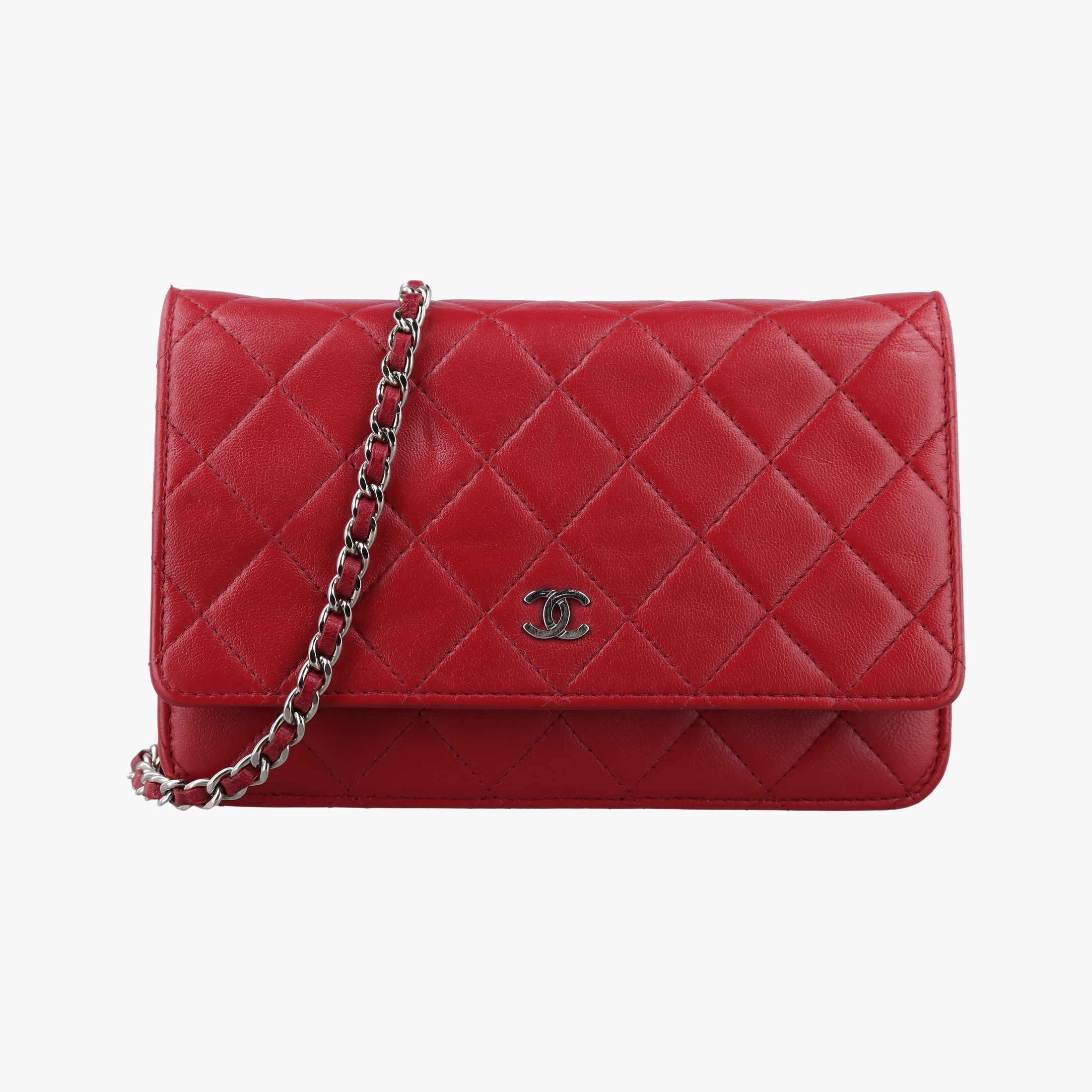 Pre-owned Chanel Matelasse coco mark Red lambskin A33814 shoulderbag | stylenewstar