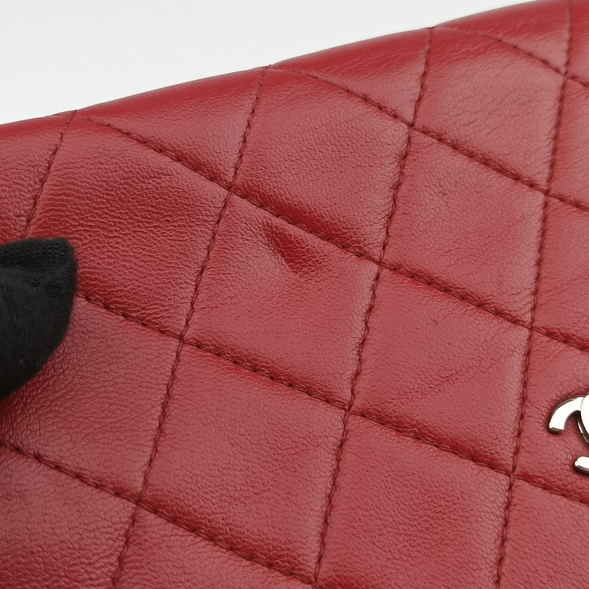Pre-owned Chanel Matelasse coco mark Red lambskin A33814 shoulderbag | stylenewstar