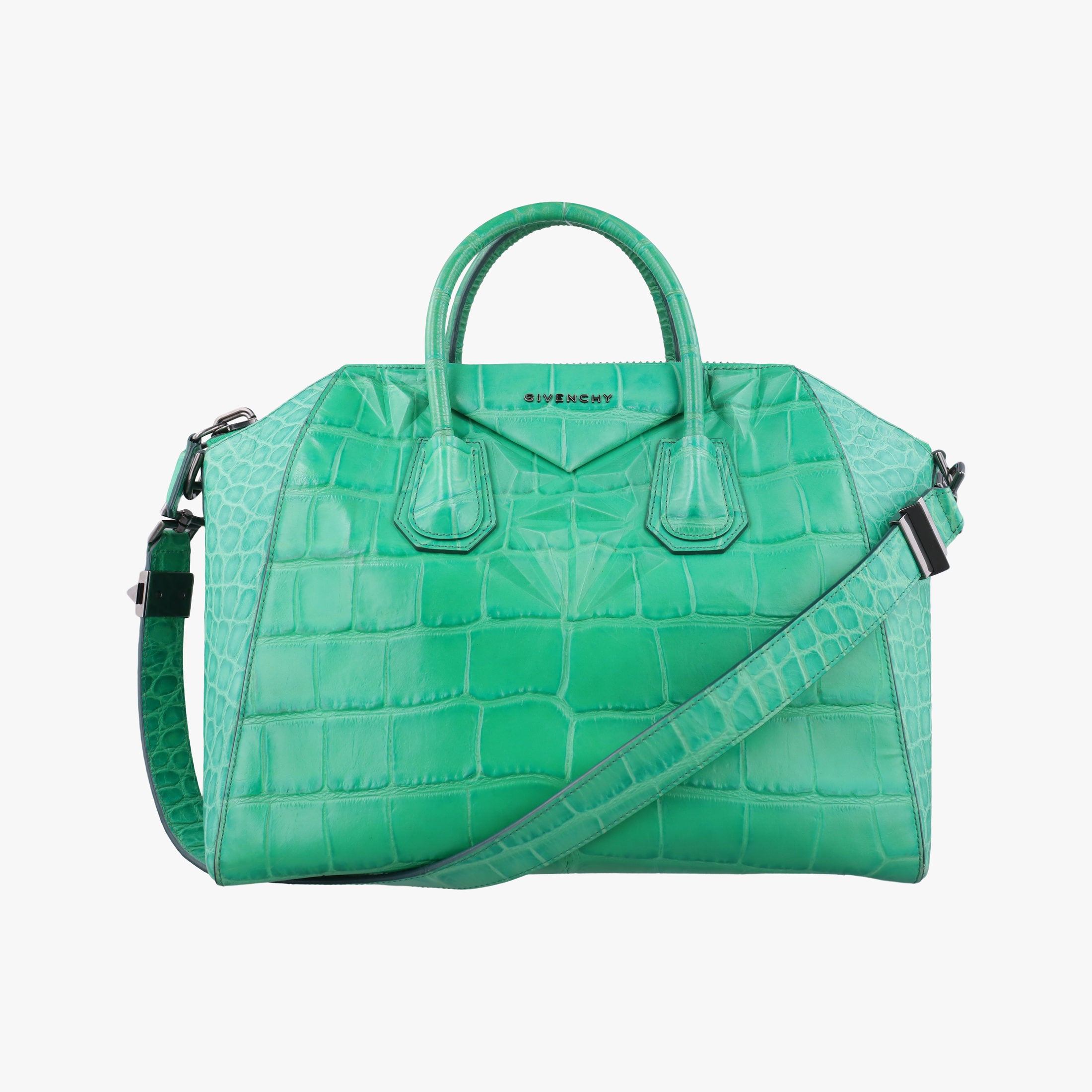 Pre-owned Givenchy Antigona Green Leather  shoulderbag | stylenewstar