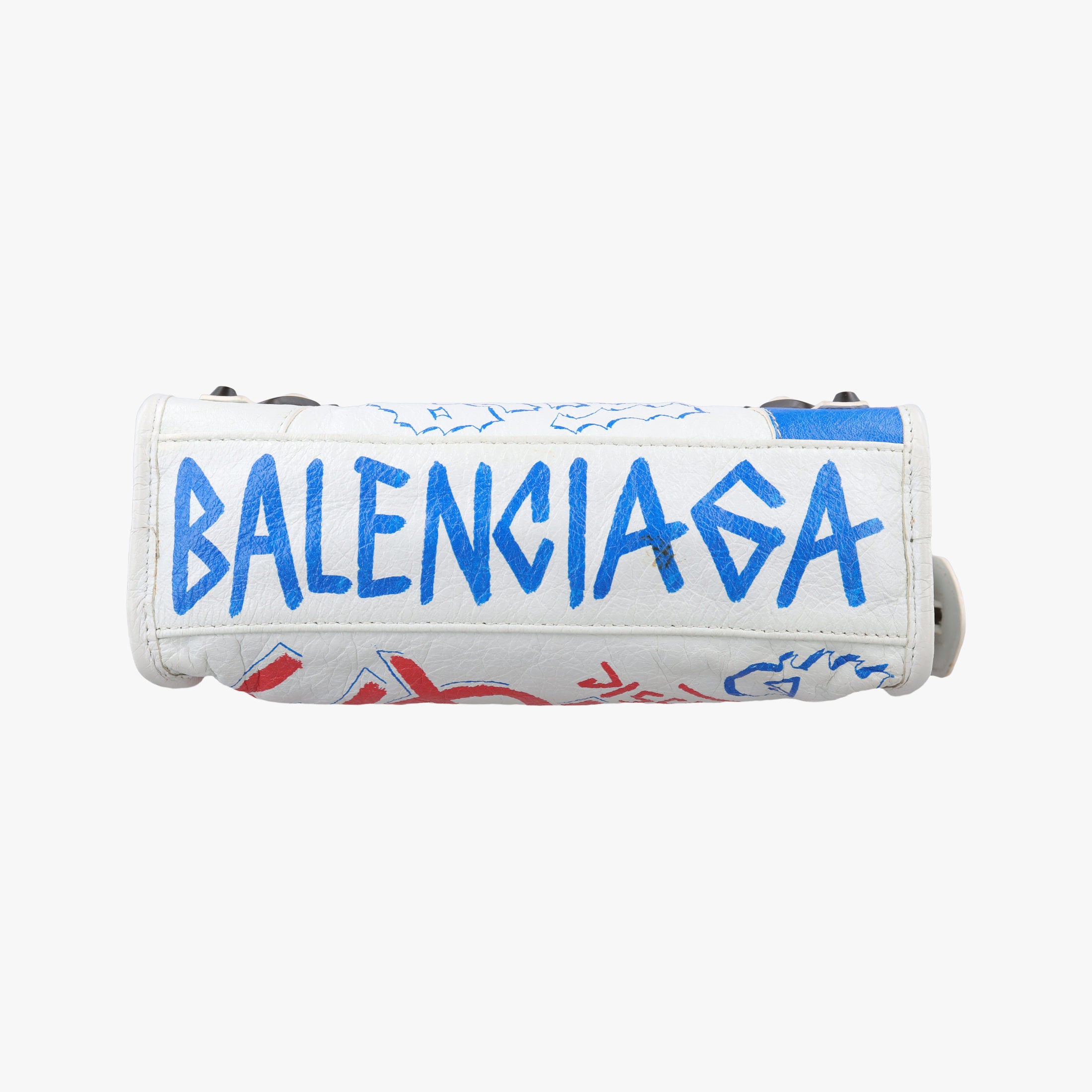 Pre-owned Balenciaga Classic Mini City Graffiti White×Multicolor Arena Lambskin  300295 shoulderbag | stylenewstar