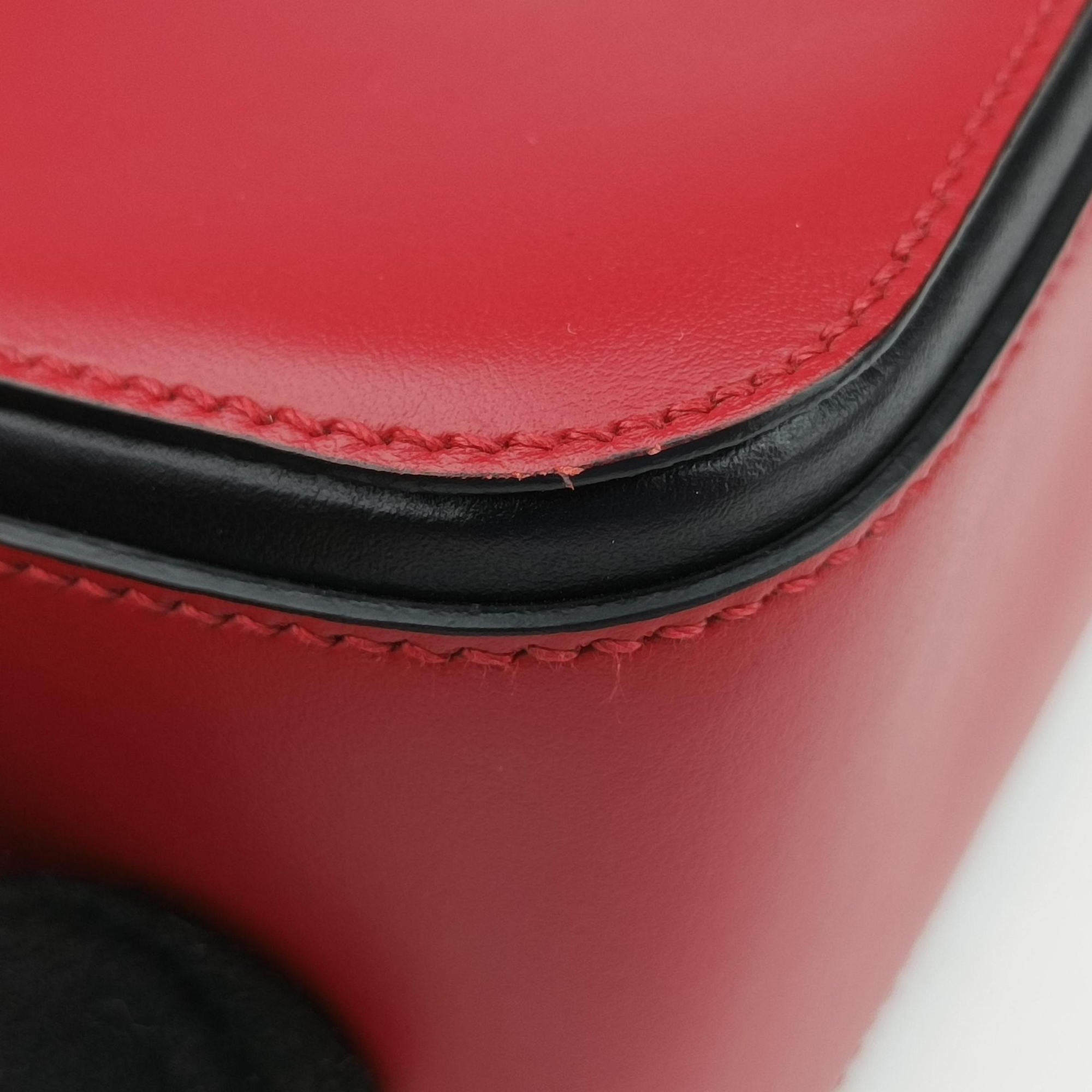 Secondhand Prada COGNAC N Red × black Leather 1BD166 shoulderbag | stylenewstar