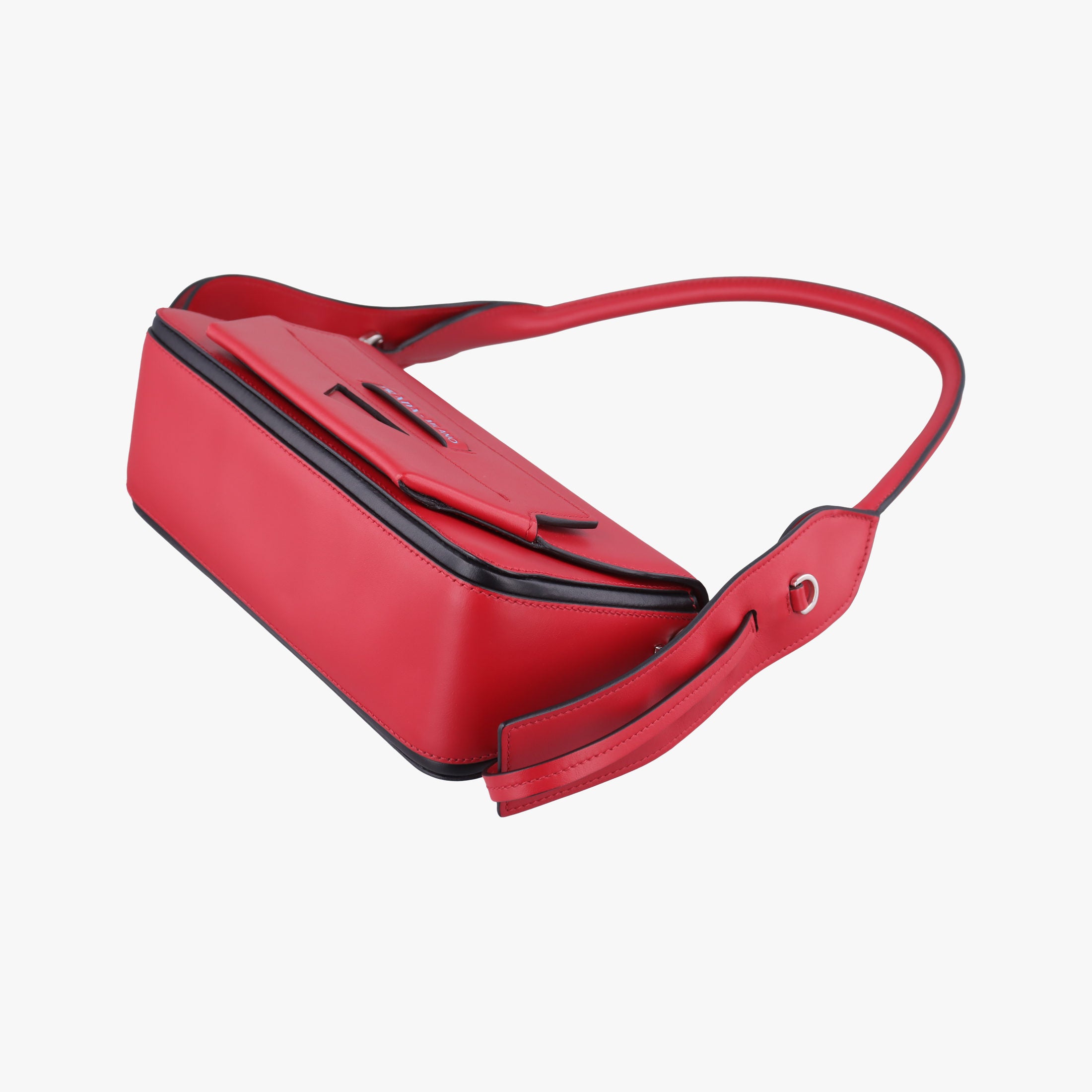 Secondhand Prada COGNAC N Red × black Leather 1BD166 shoulderbag | stylenewstar
