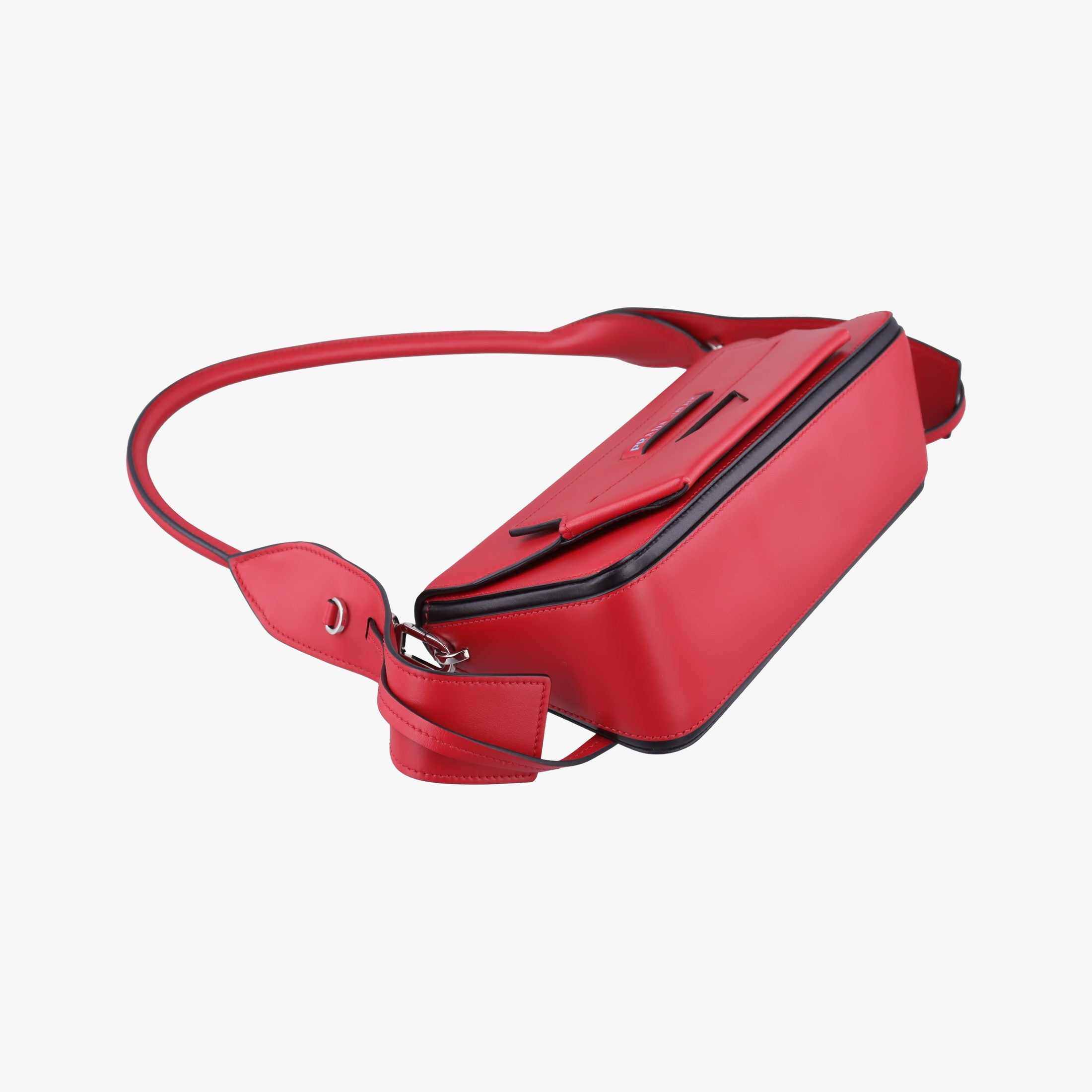 Secondhand Prada COGNAC N Red × black Leather 1BD166 shoulderbag | stylenewstar