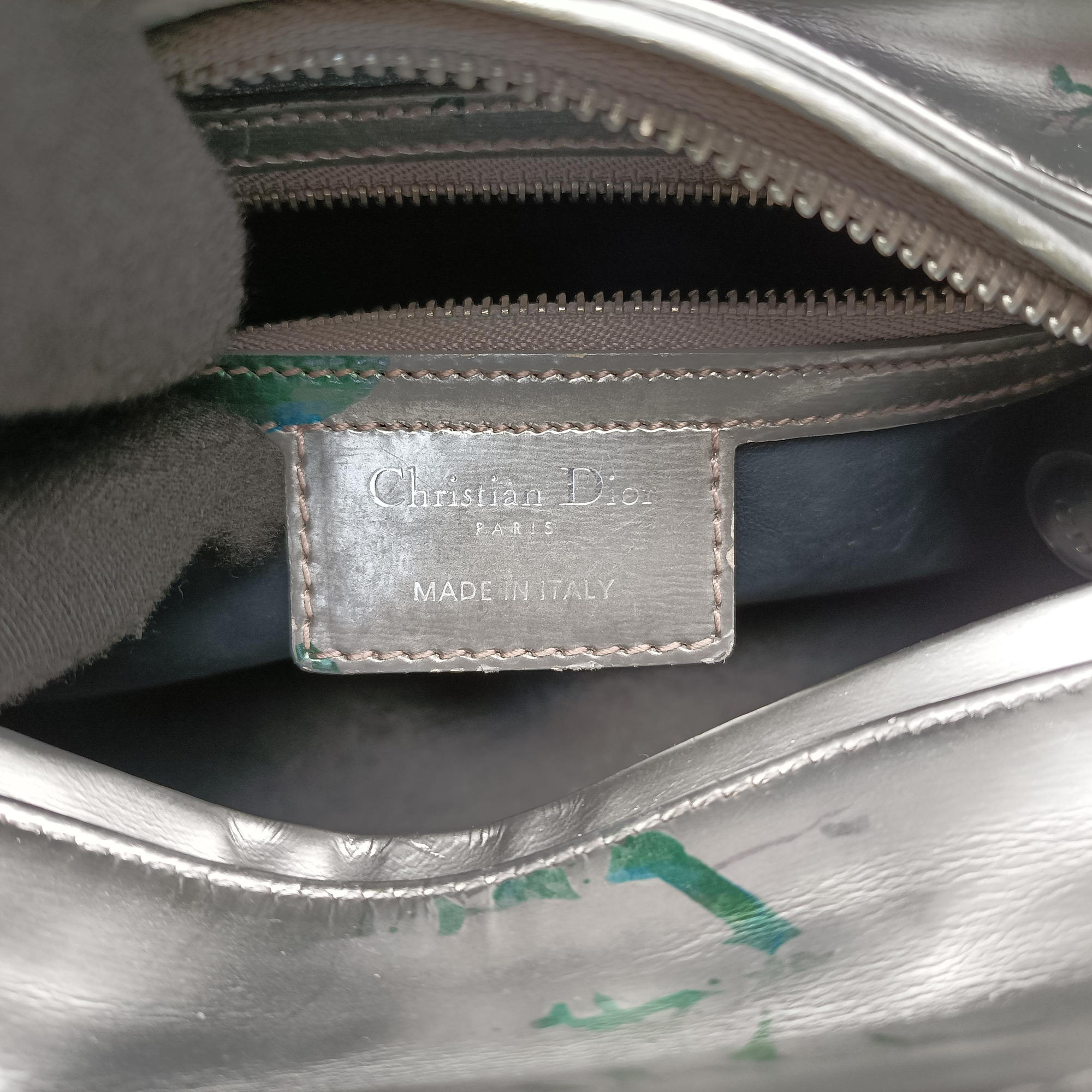 Pre-owned Christian Dior Lady Dior Floral Printed Silver Patent Leather  shoulderbag | stylenewstar