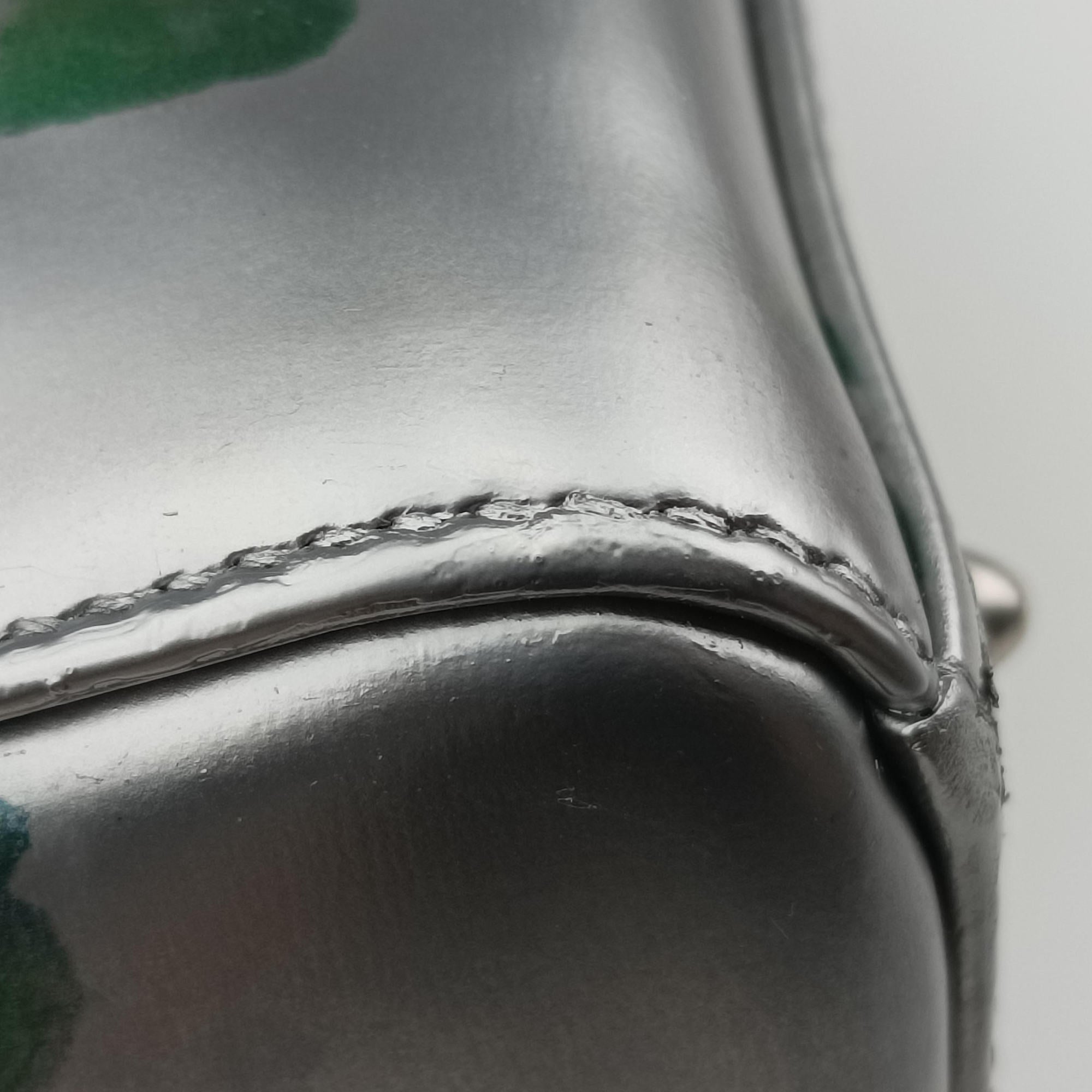 Pre-owned Christian Dior Lady Dior Floral Printed Silver Patent Leather  shoulderbag | stylenewstar