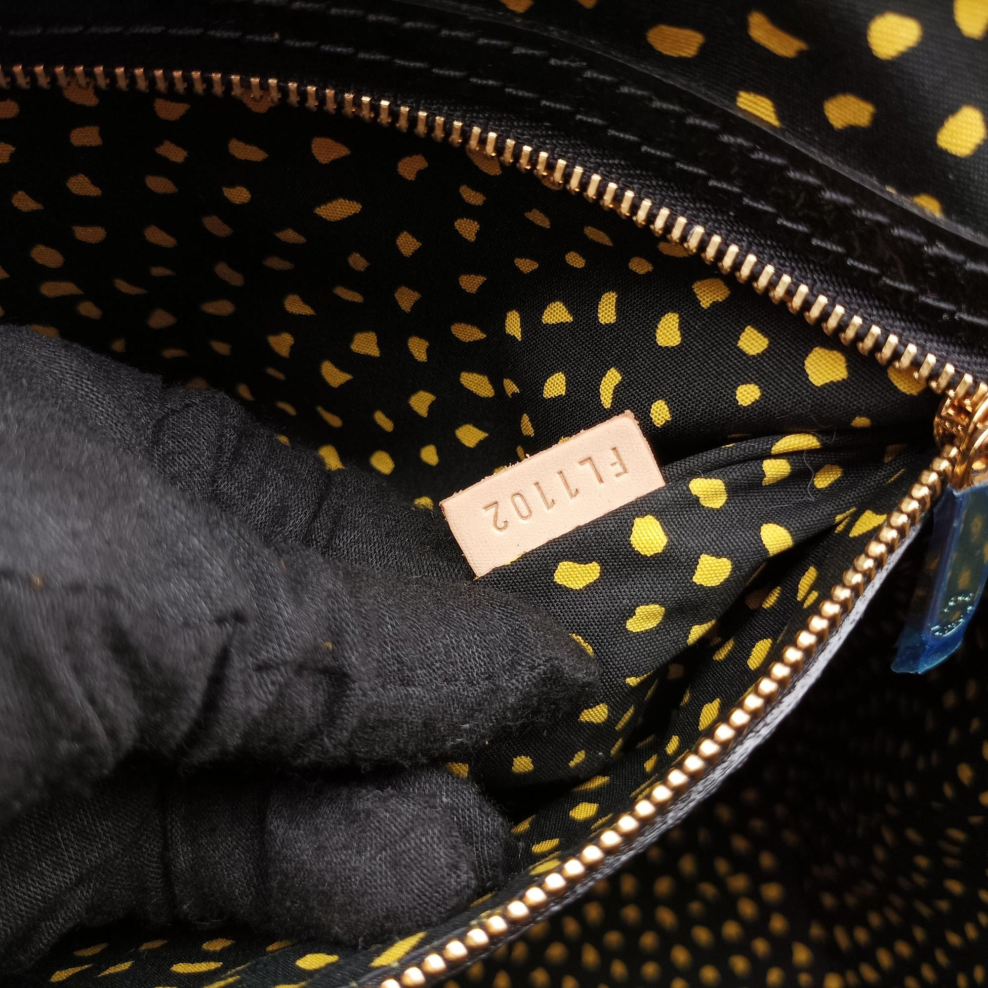 Pre-owned Louis Vuitton Dot Infinity Lockit MM Yayoi Kusama Jaune×Black Vernis M91398 handbag | stylenewstar