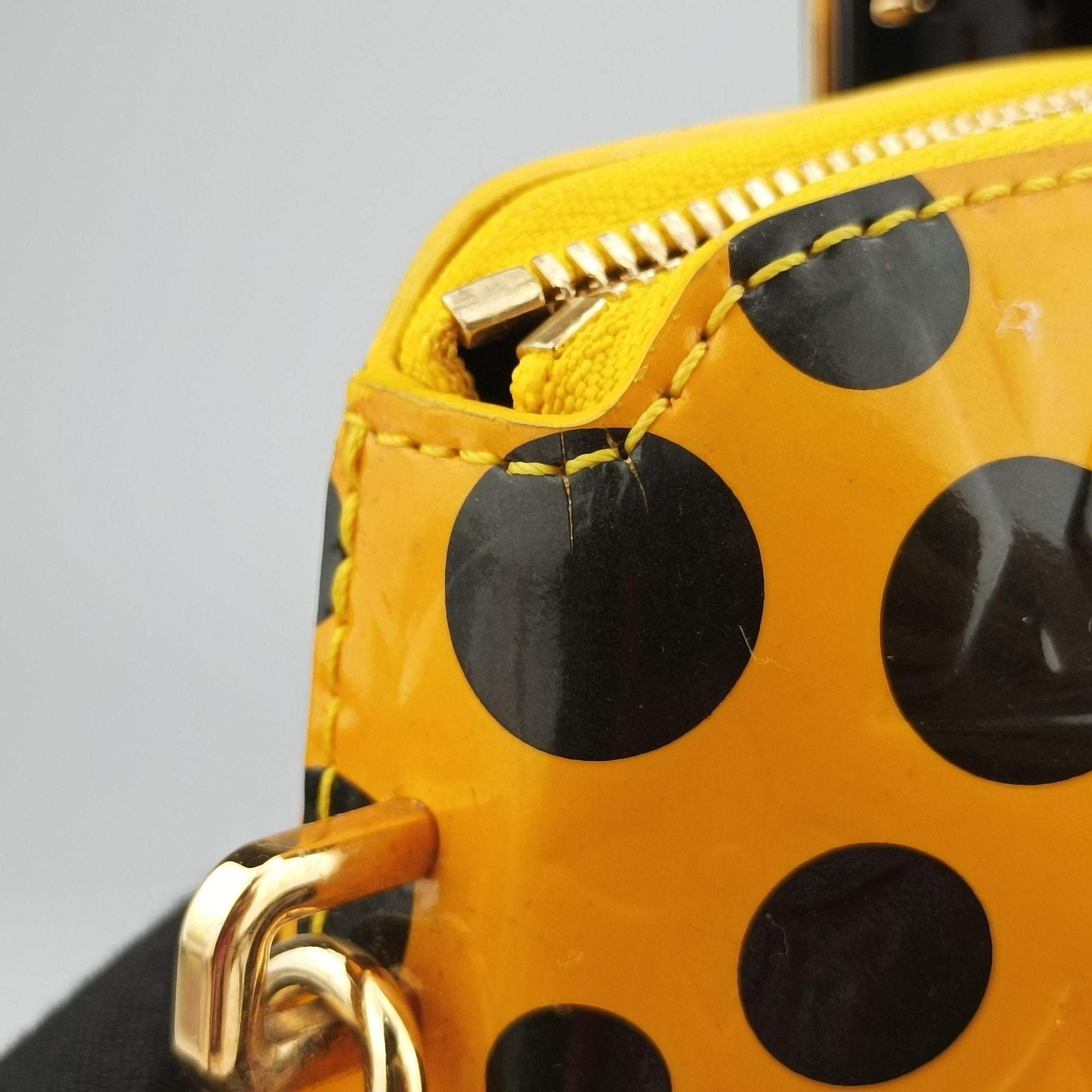 Pre-owned Louis Vuitton Dot Infinity Lockit MM Yayoi Kusama Jaune×Black Vernis M91398 handbag | stylenewstar